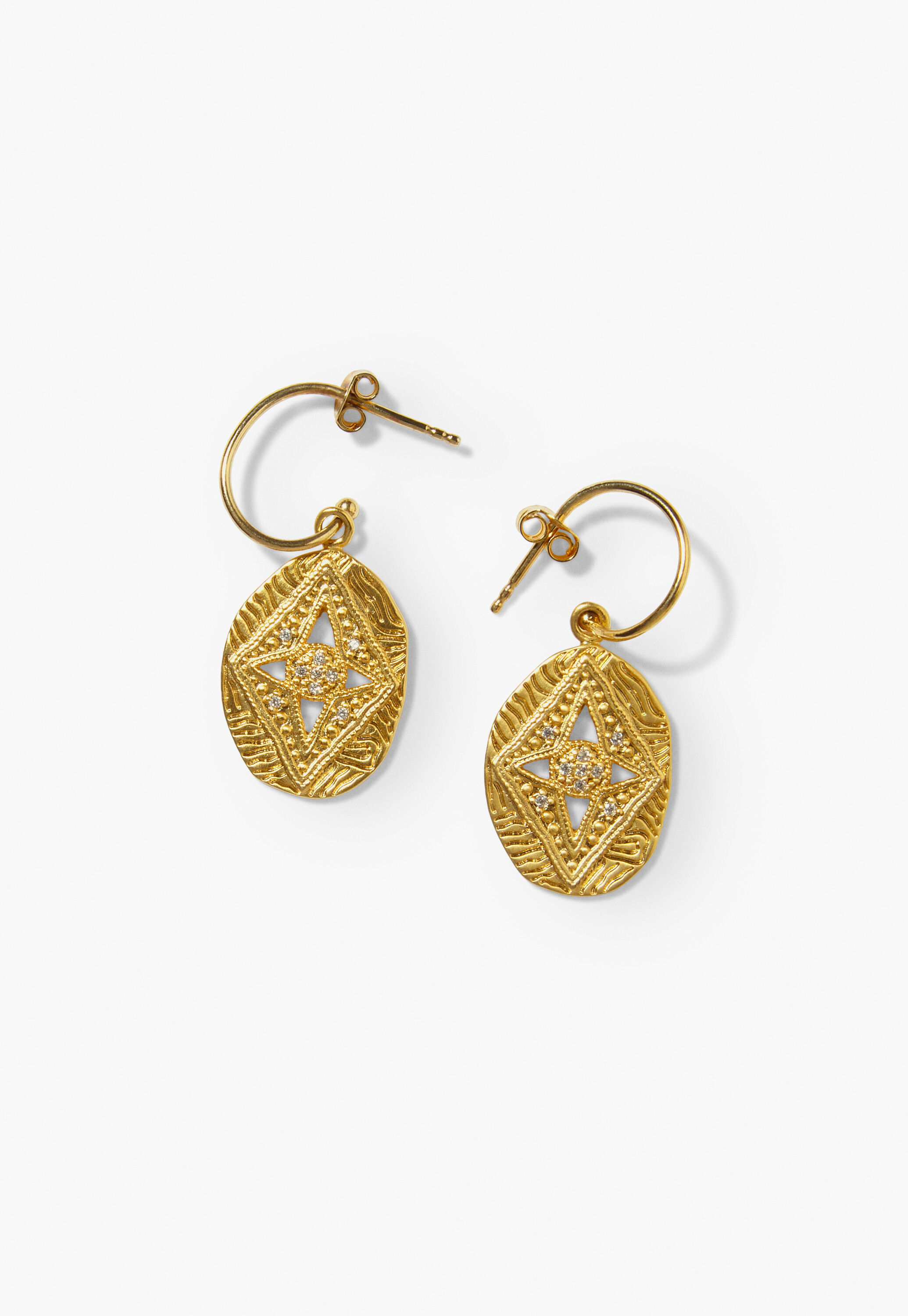 Pendant earrings, Gold, large