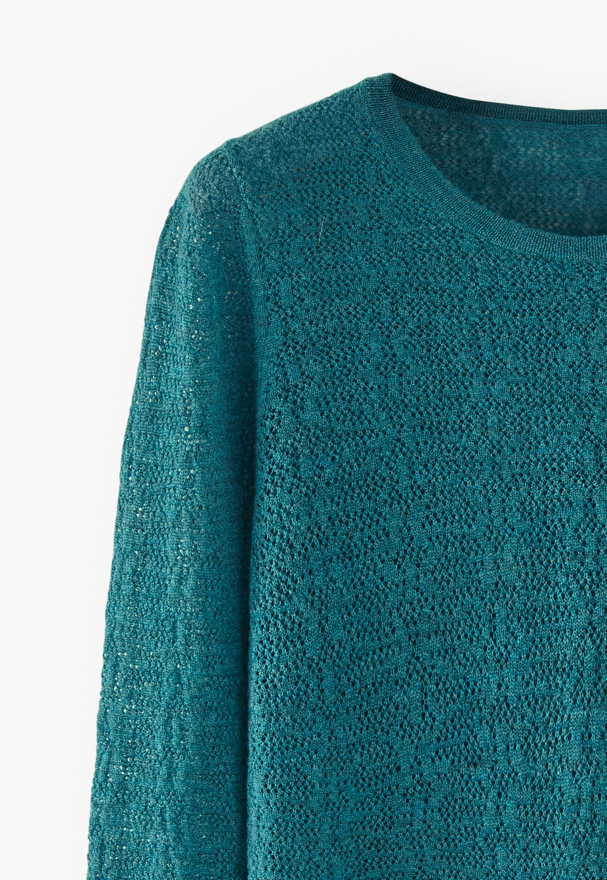 Lace-knit sweater, Dark teal, large