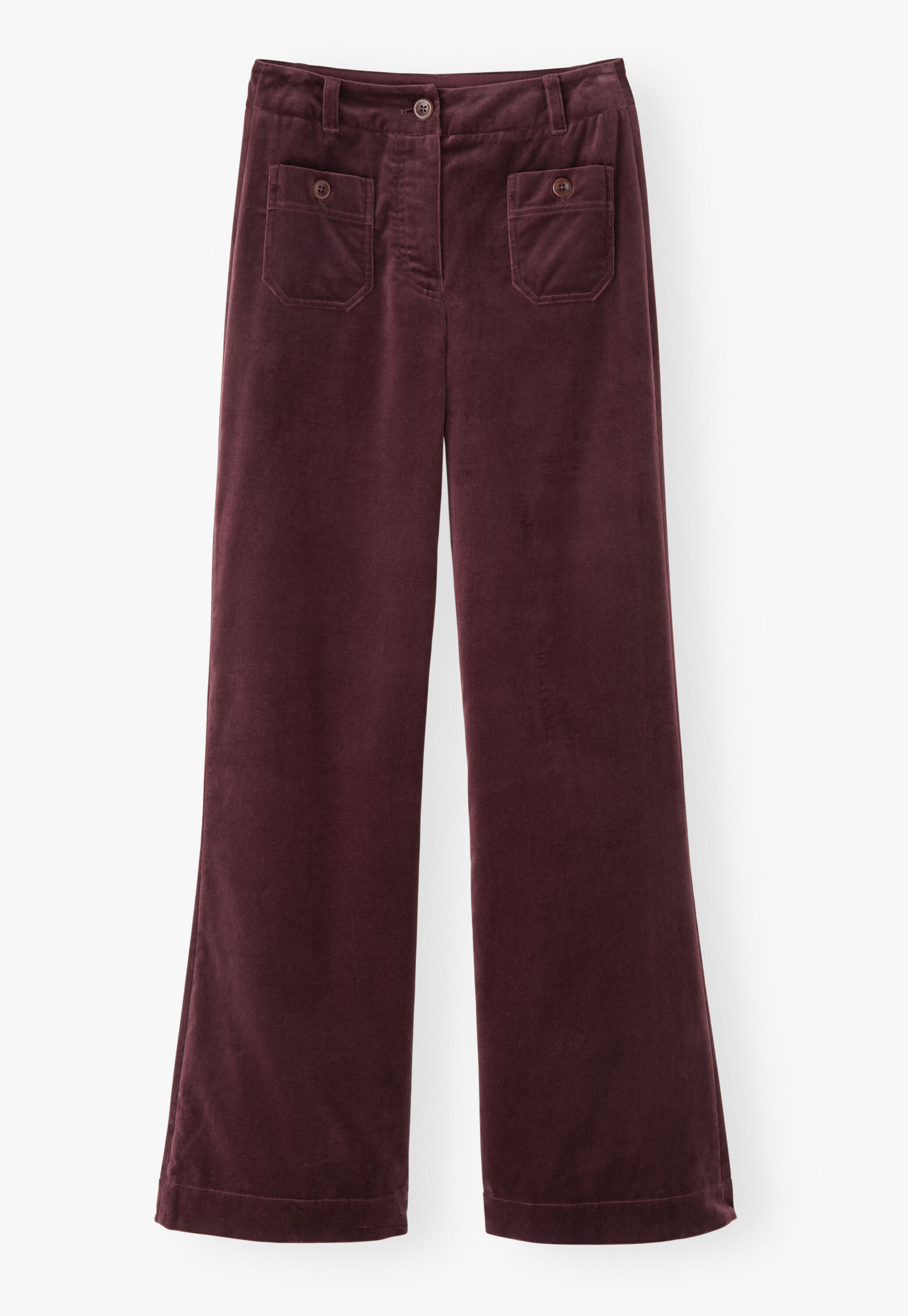 Velvet wide-leg trousers, Berry brown, large