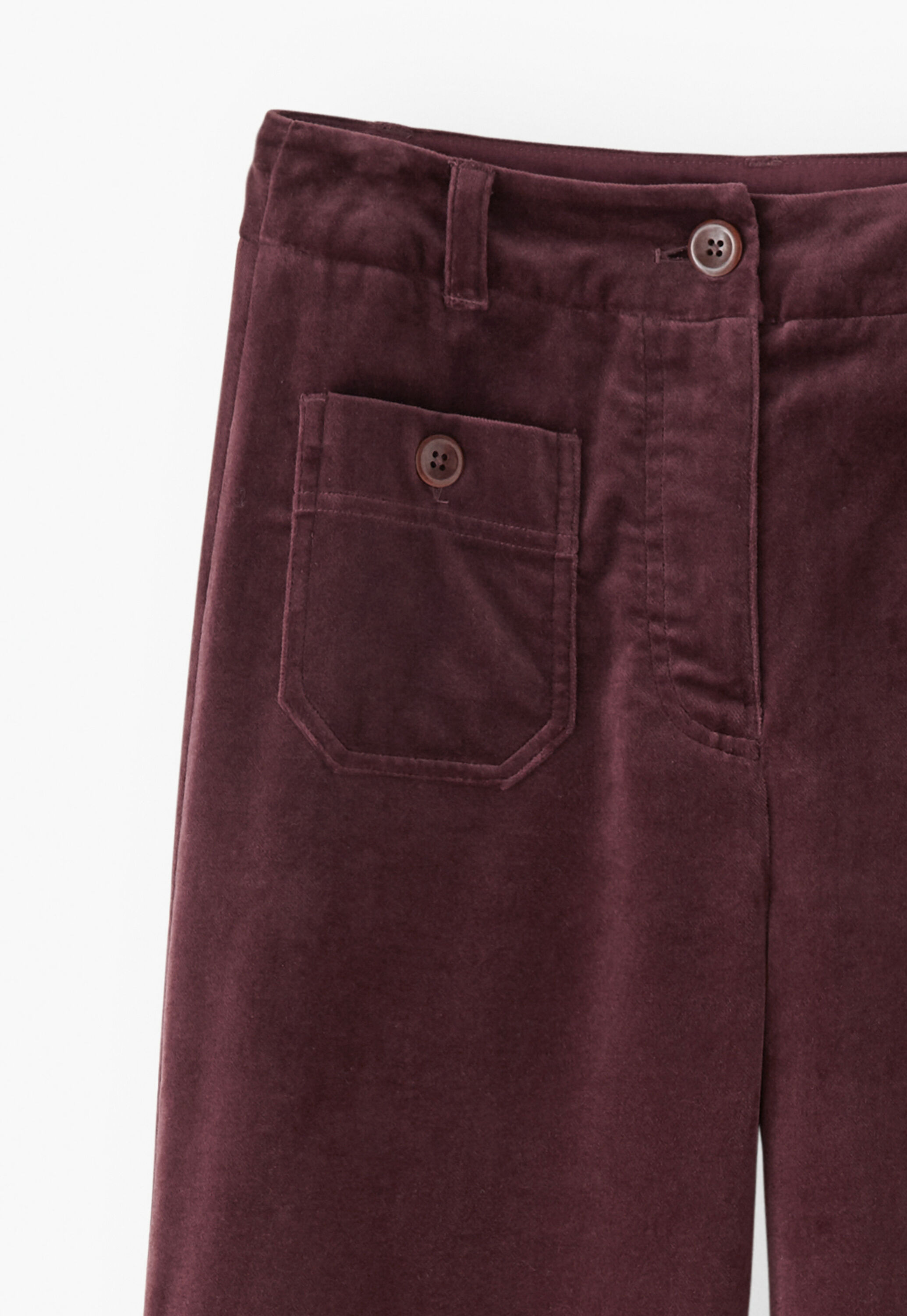 Velvet wide-leg trousers, Berry brown, large