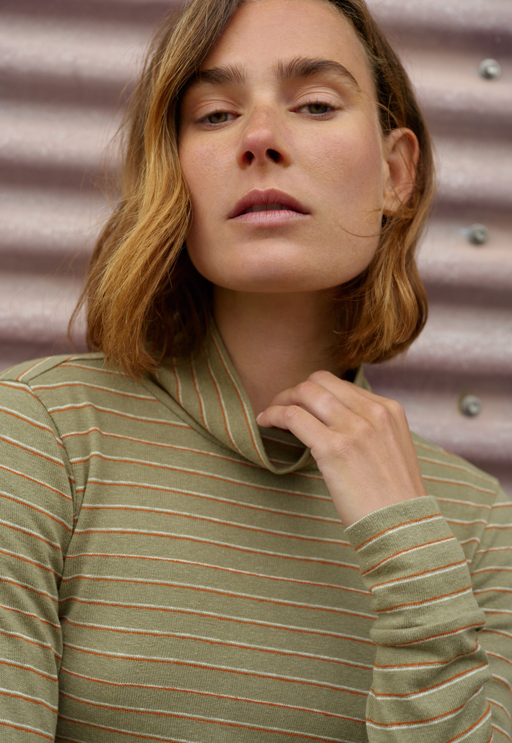 Reverse-striped sweater