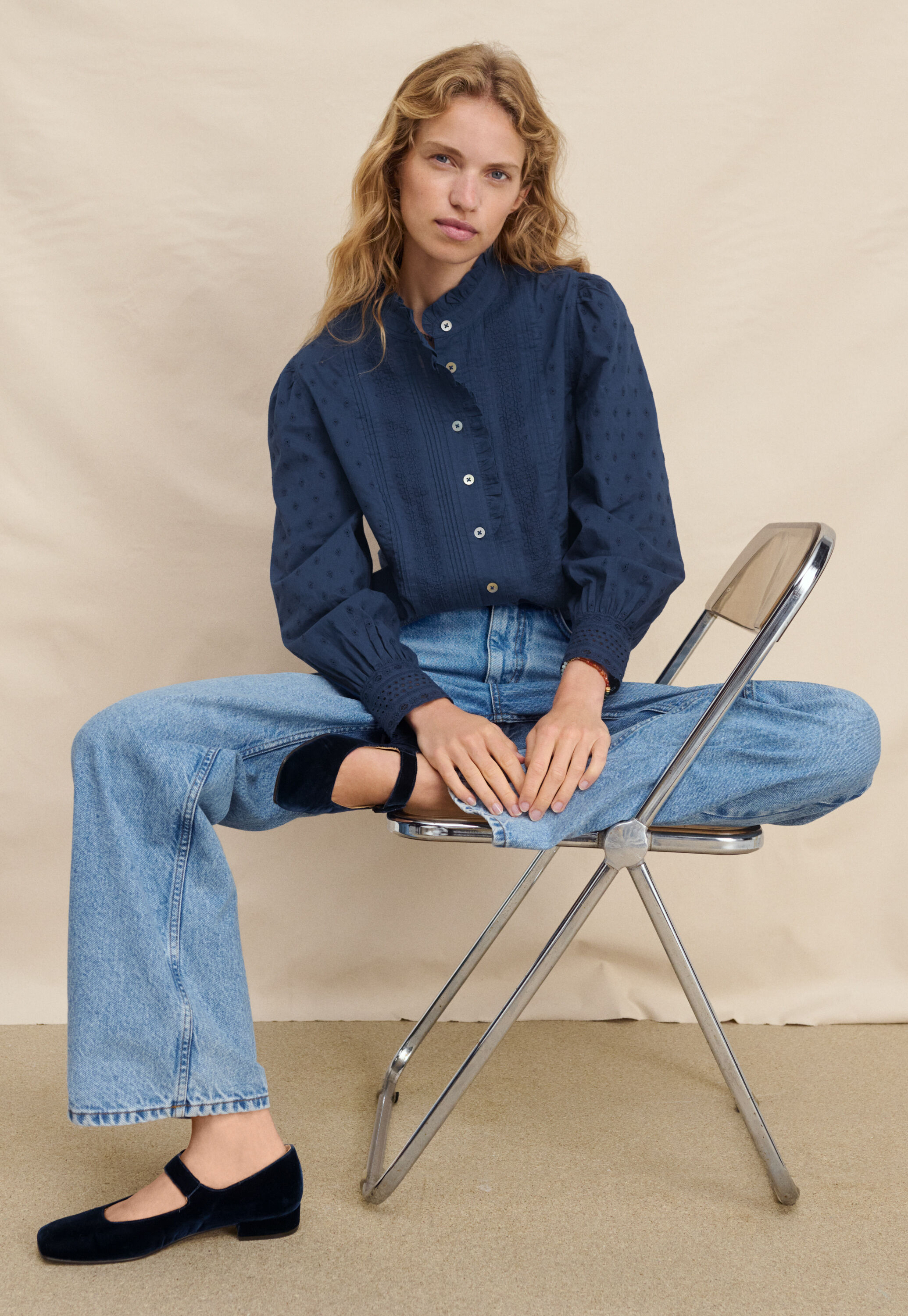 Wide-leg cord trousers