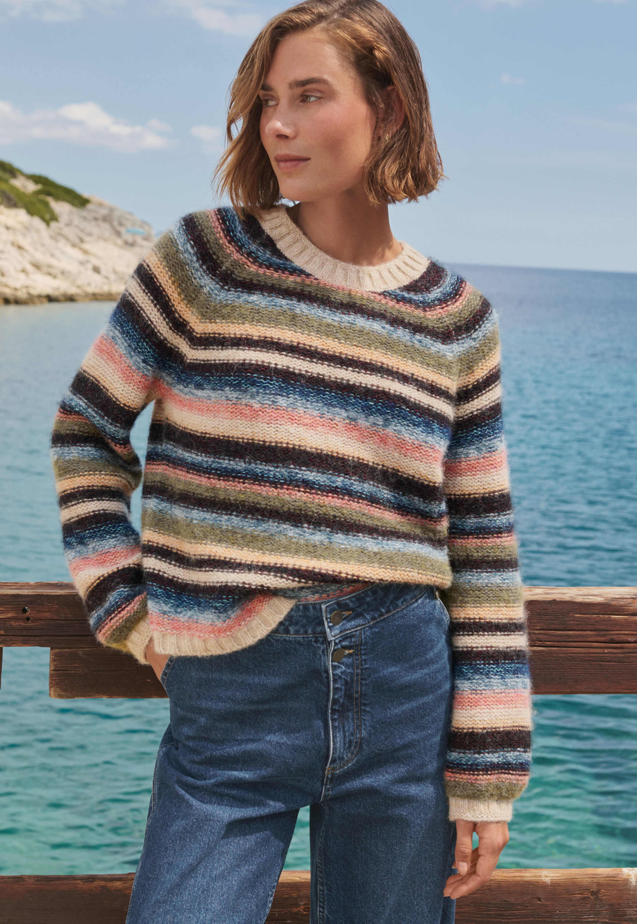 Reverse-striped sweater