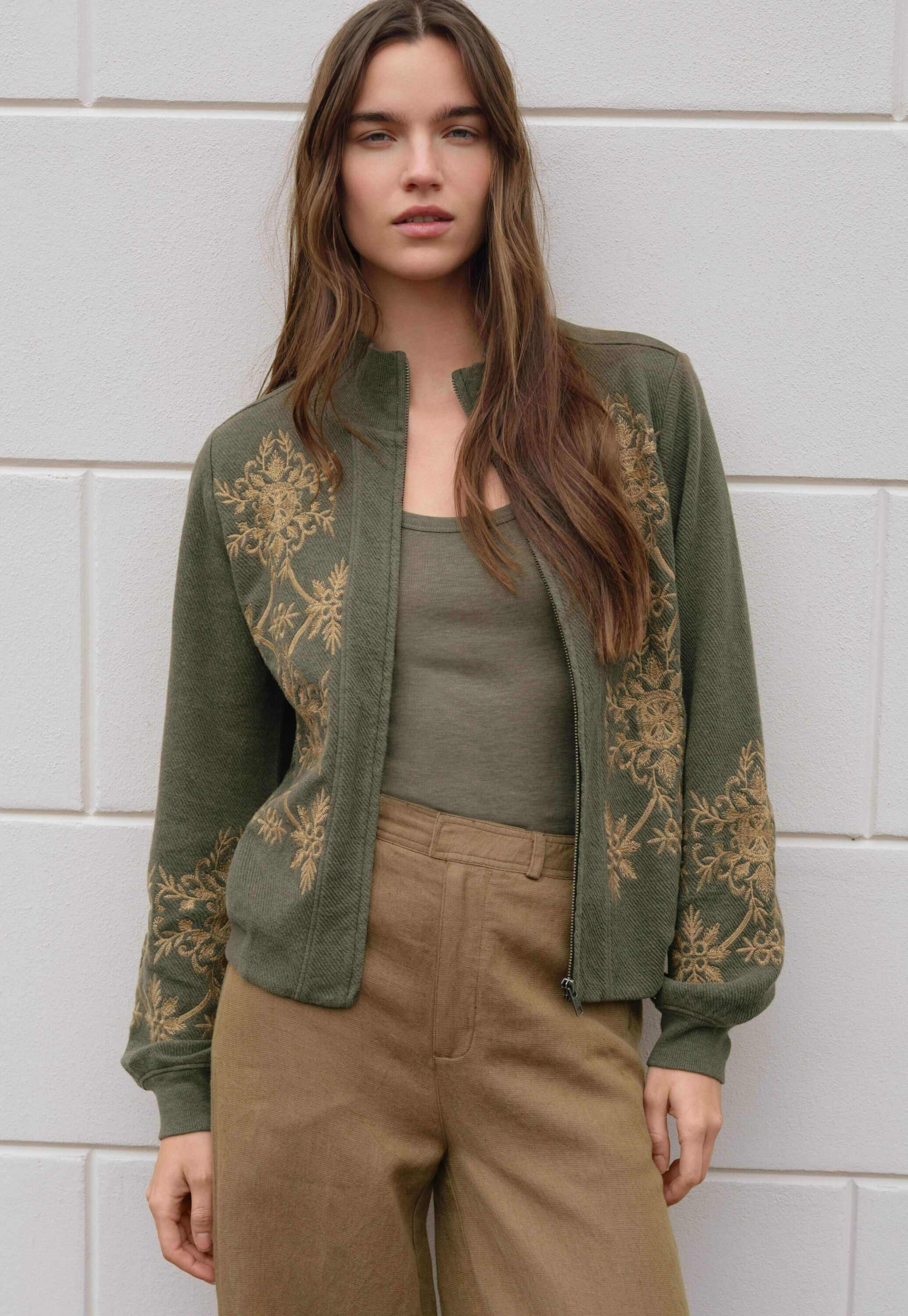 Embroidered jersey jacket