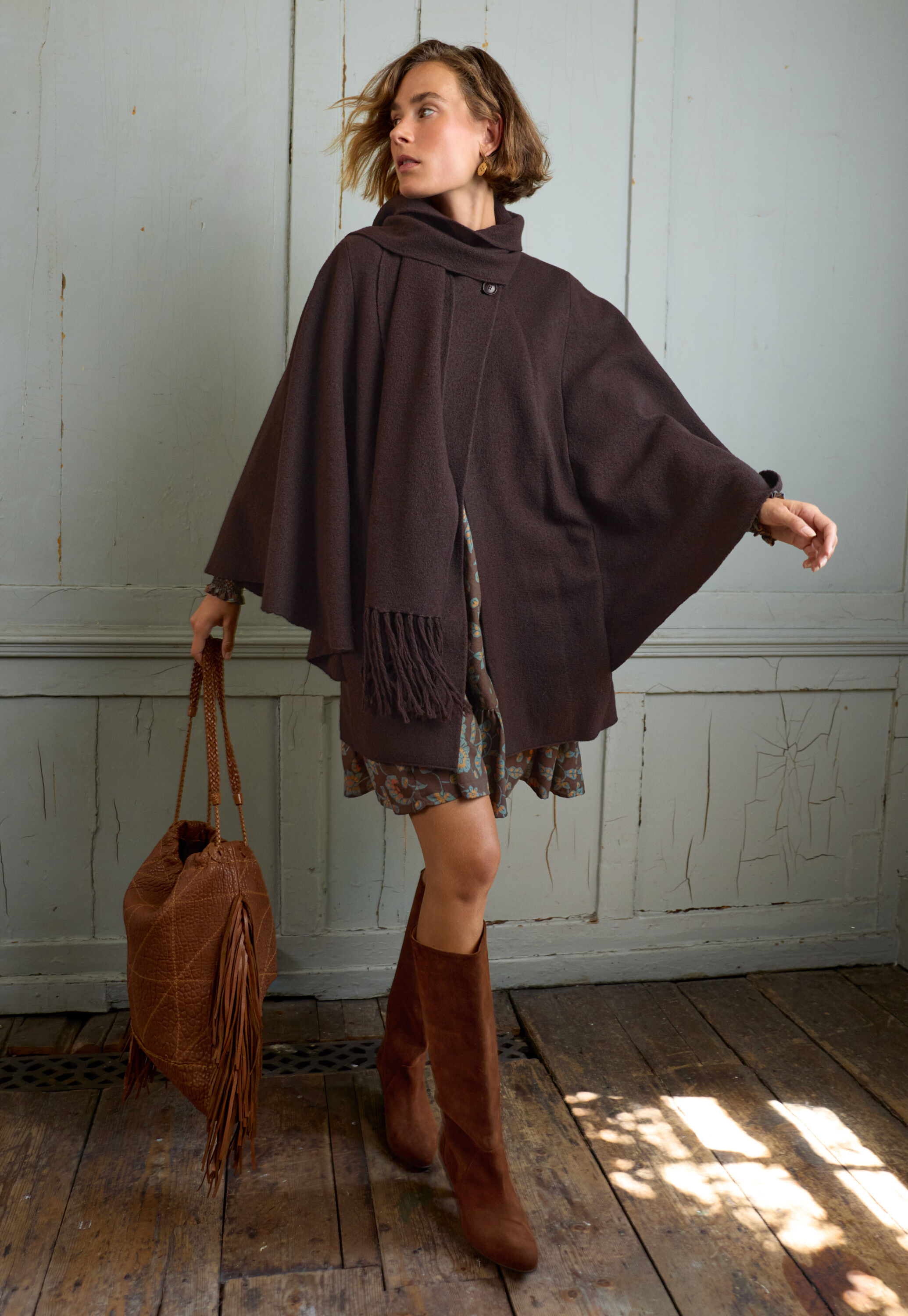 Printed dress, Chocolate denim, large