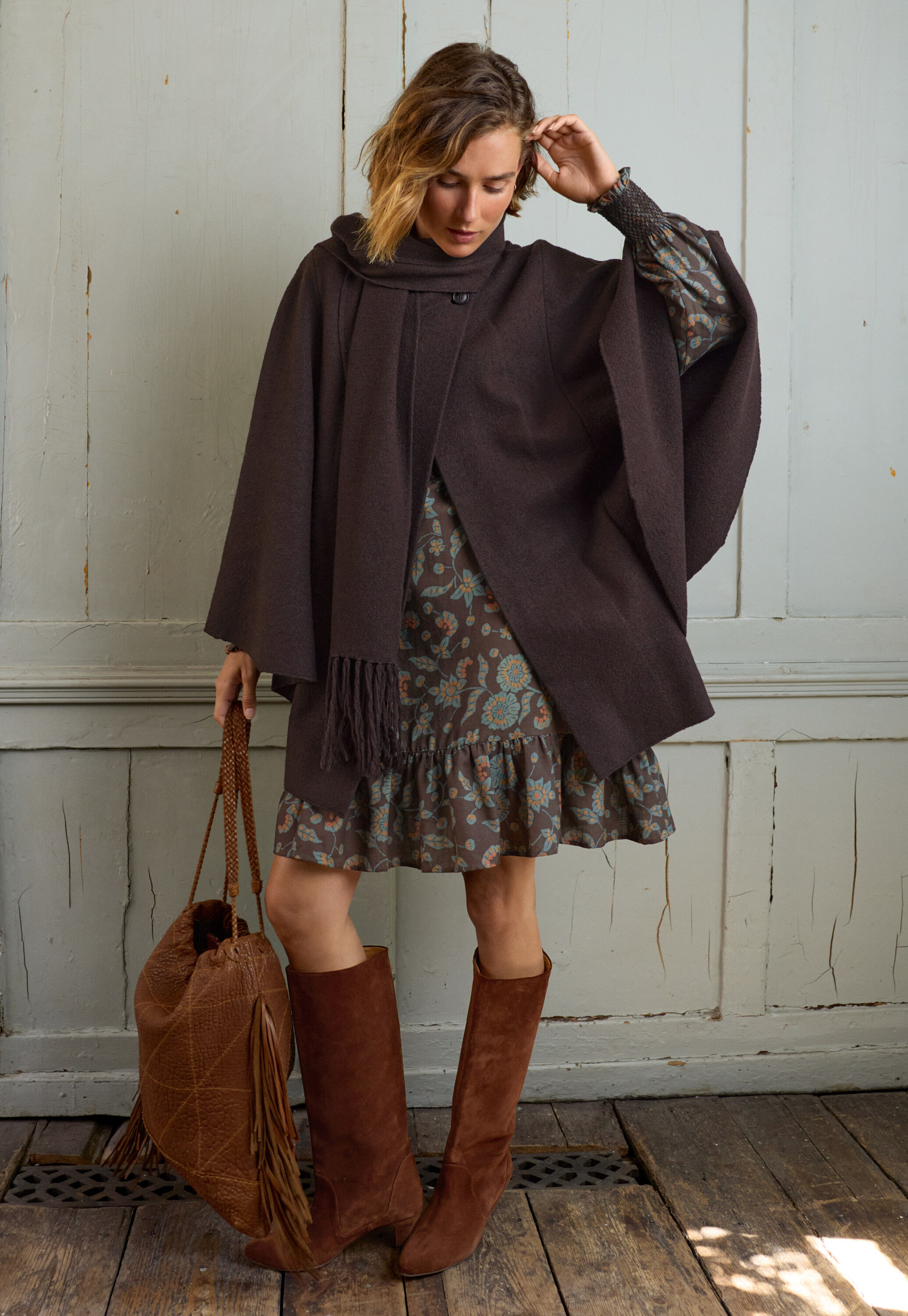 Large tassel bag, Cognac, large