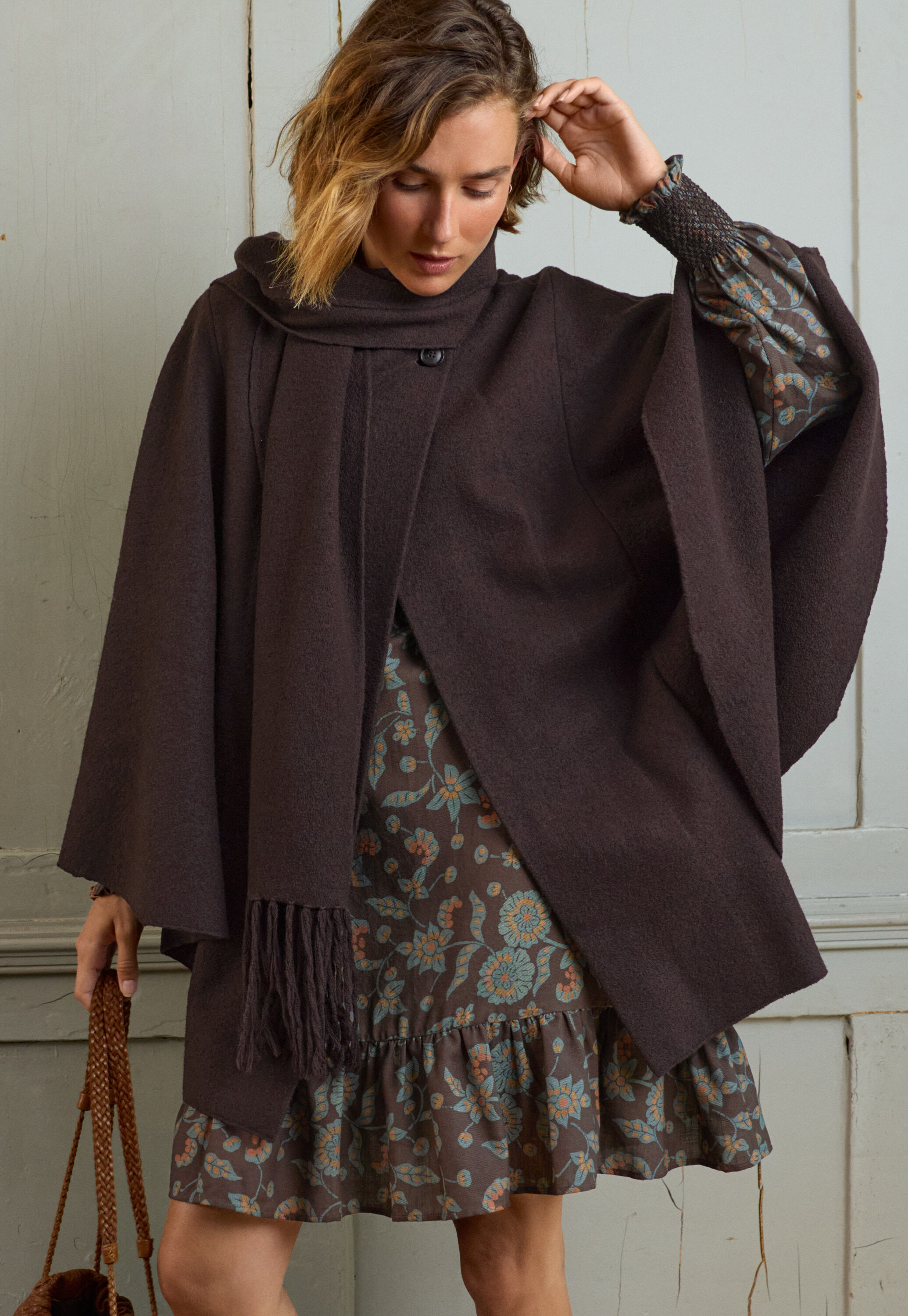 Printed dress, Chocolate denim, large