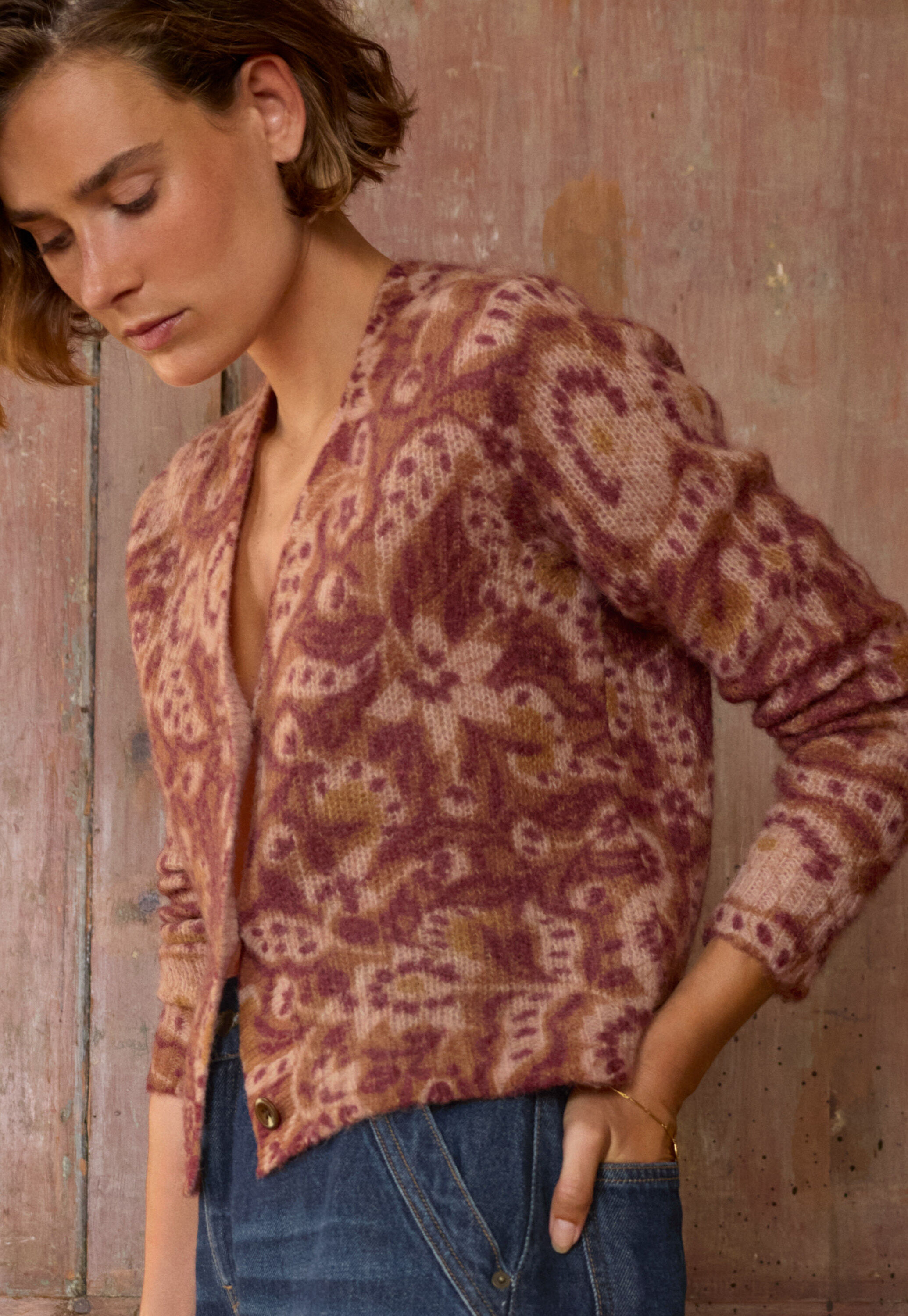 Printed cardigan