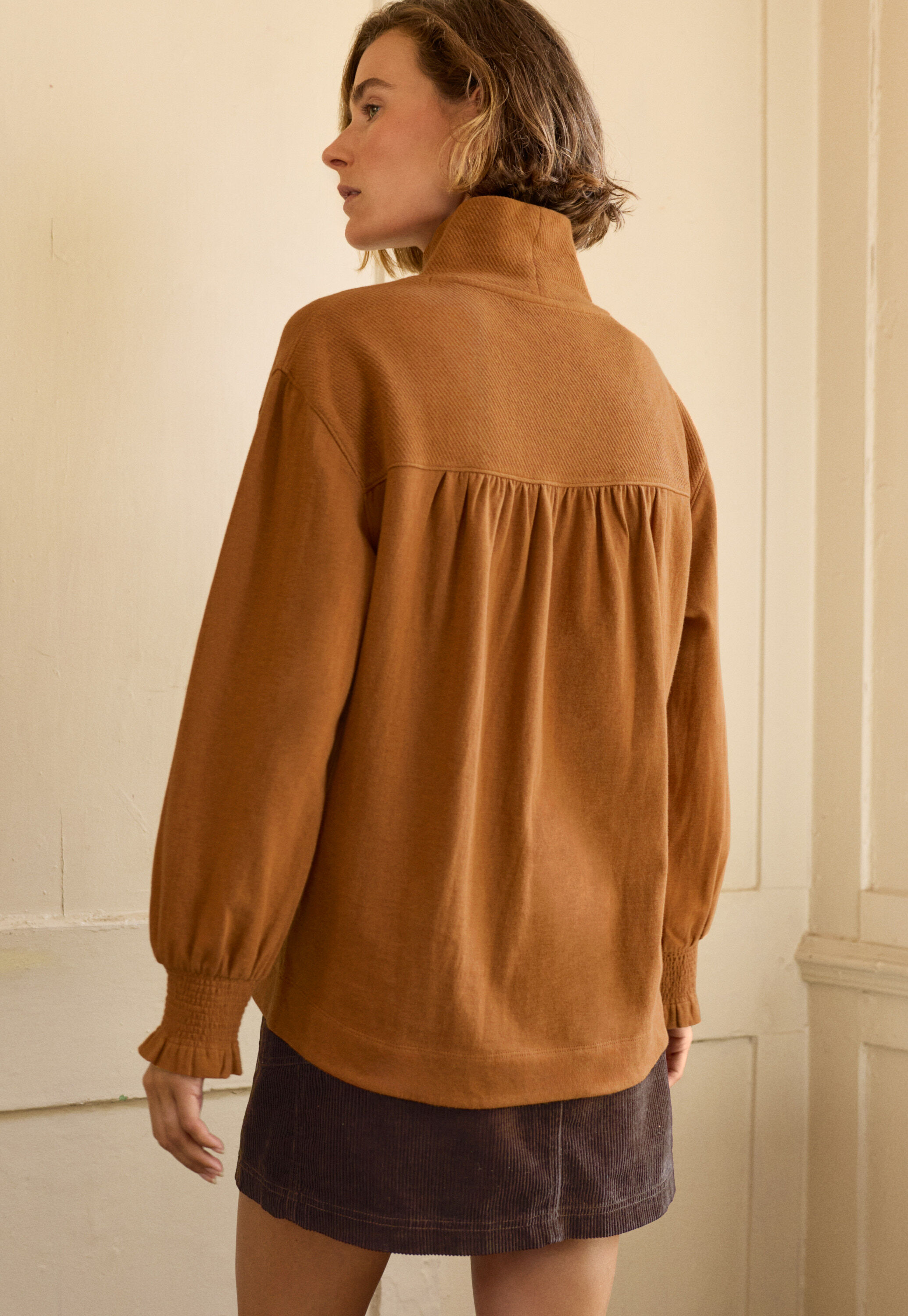 High-neck sweatshirt, Copper, large