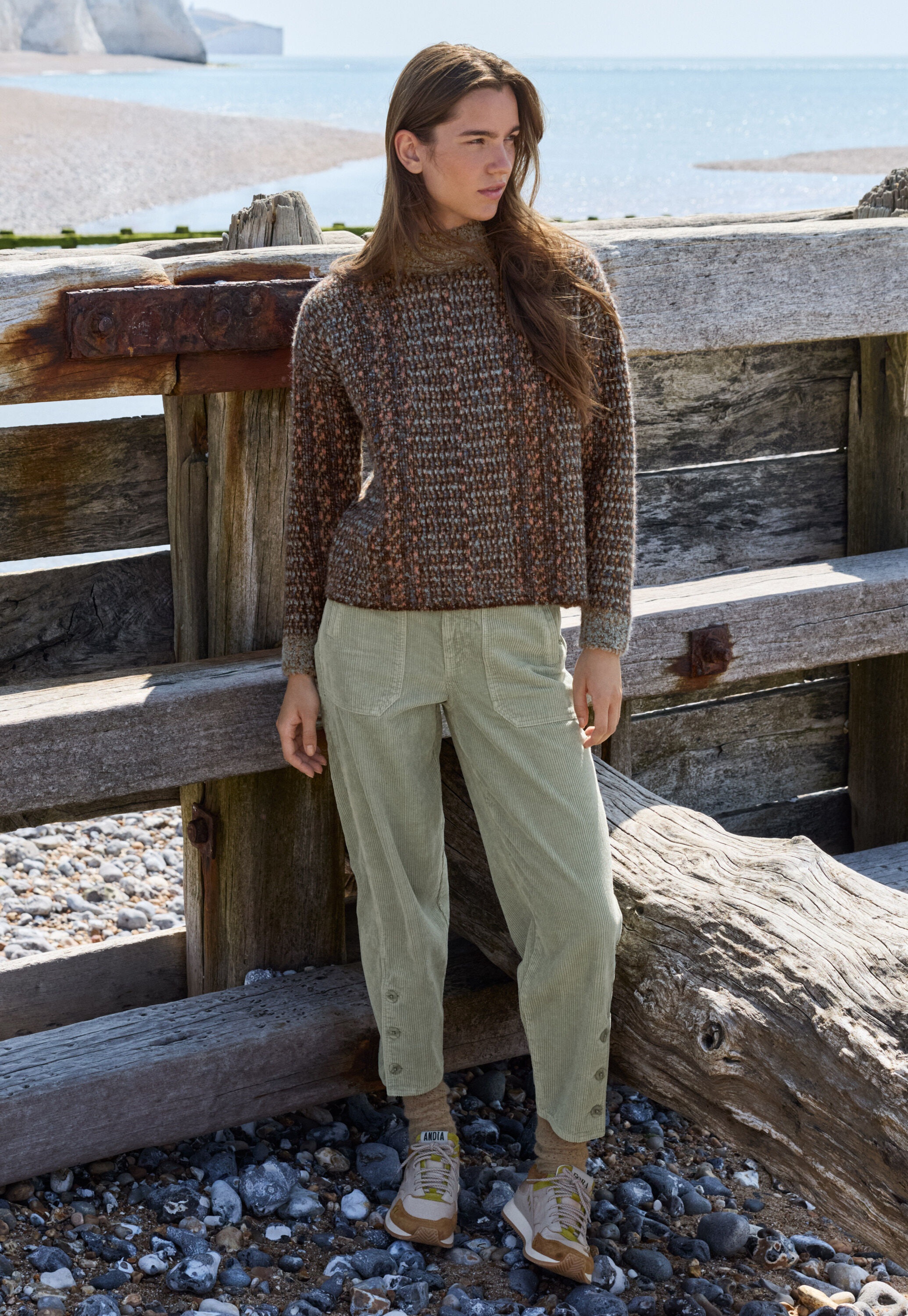 Wide-leg cord trousers