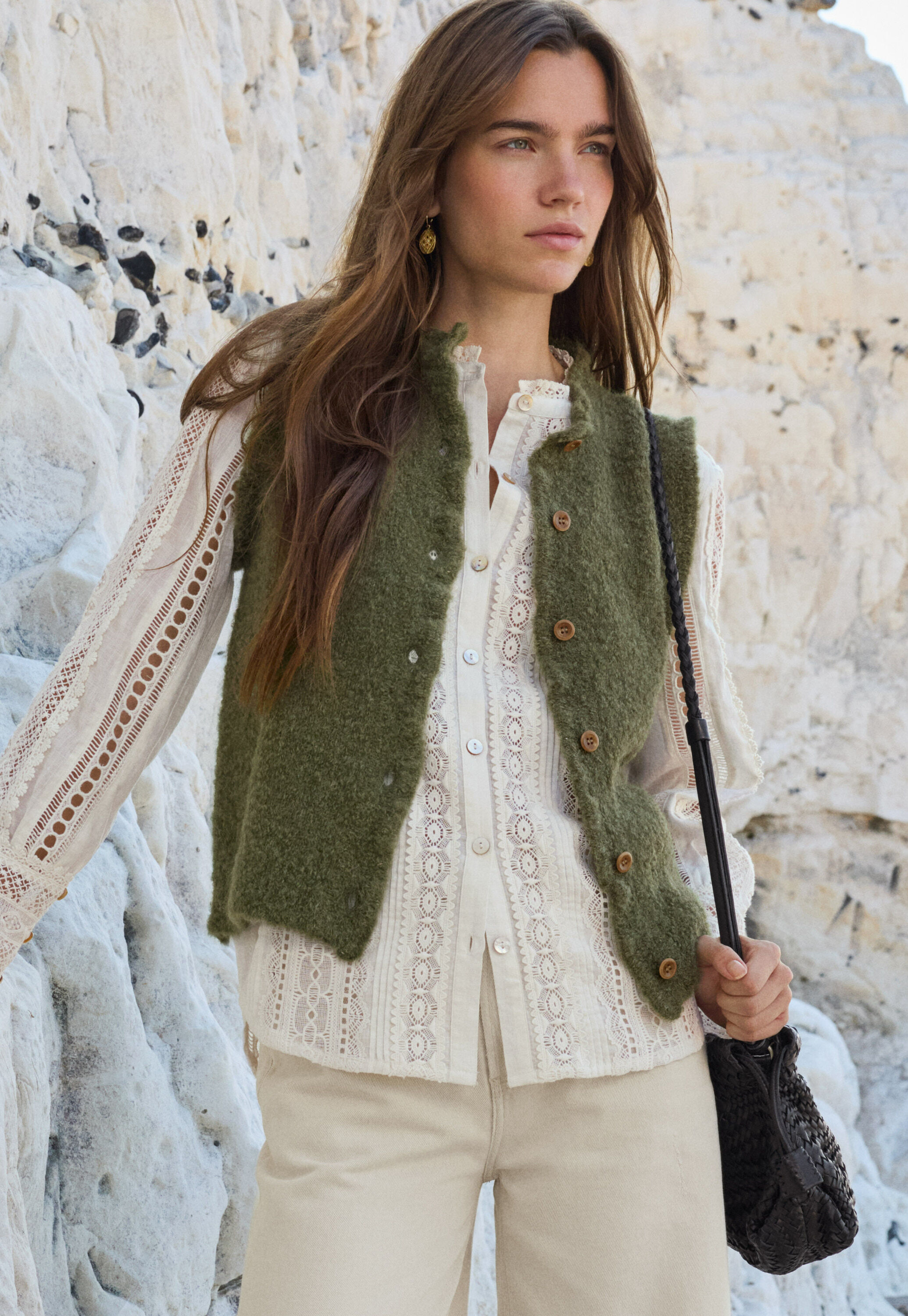 Lace-stitch sweater