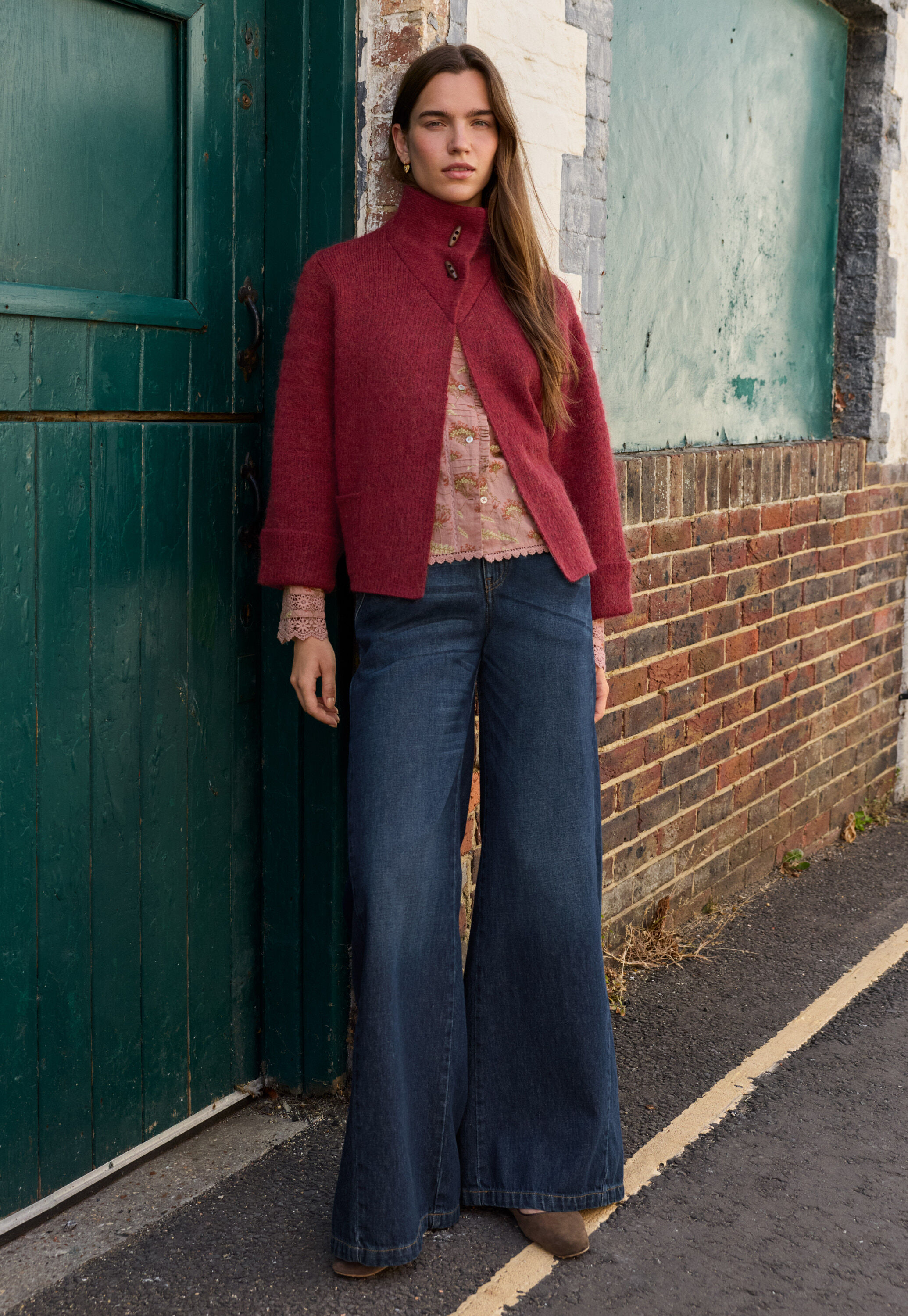 Knitted jacket, Strong ruby, large