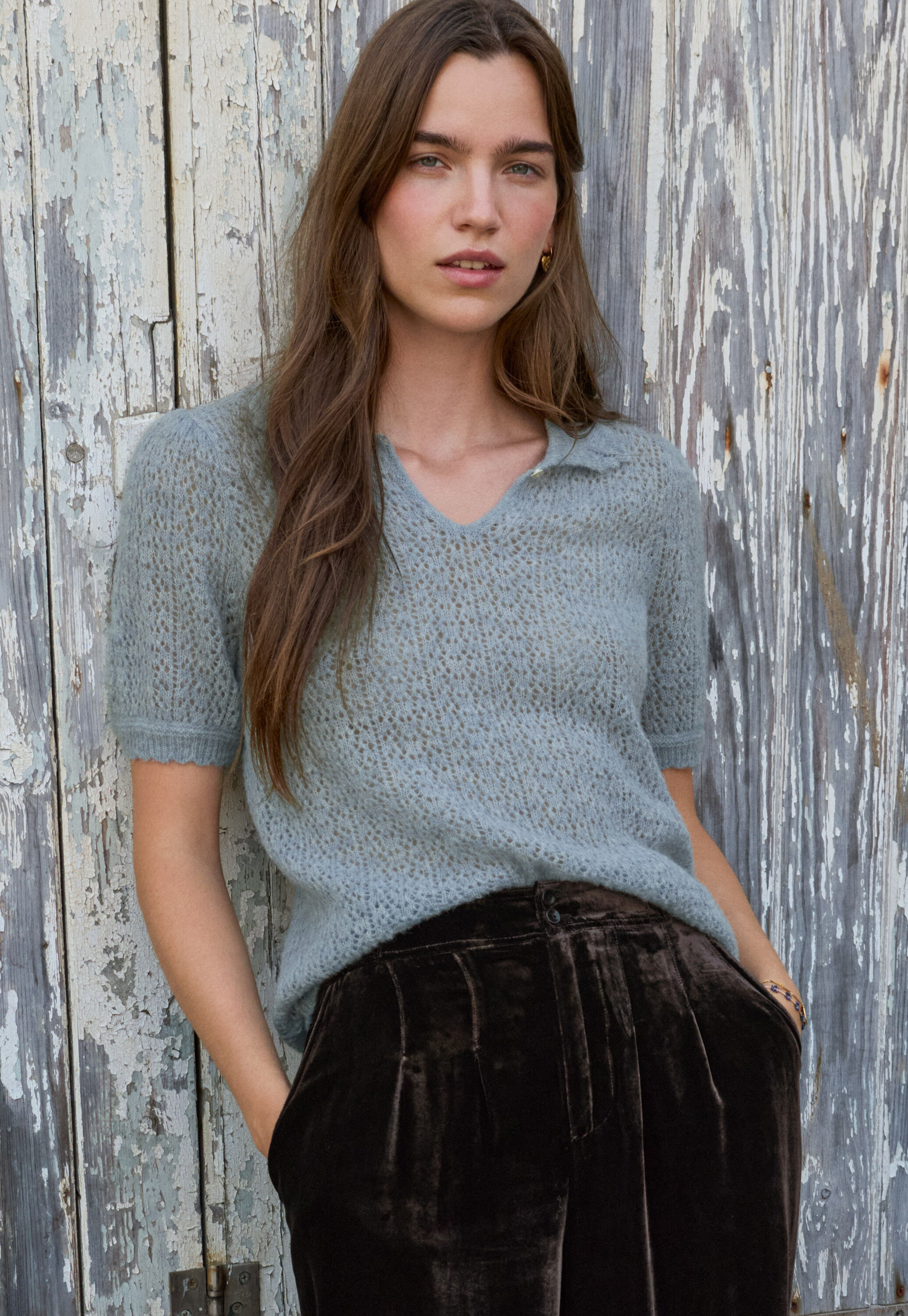 Lace-stitch sweater
