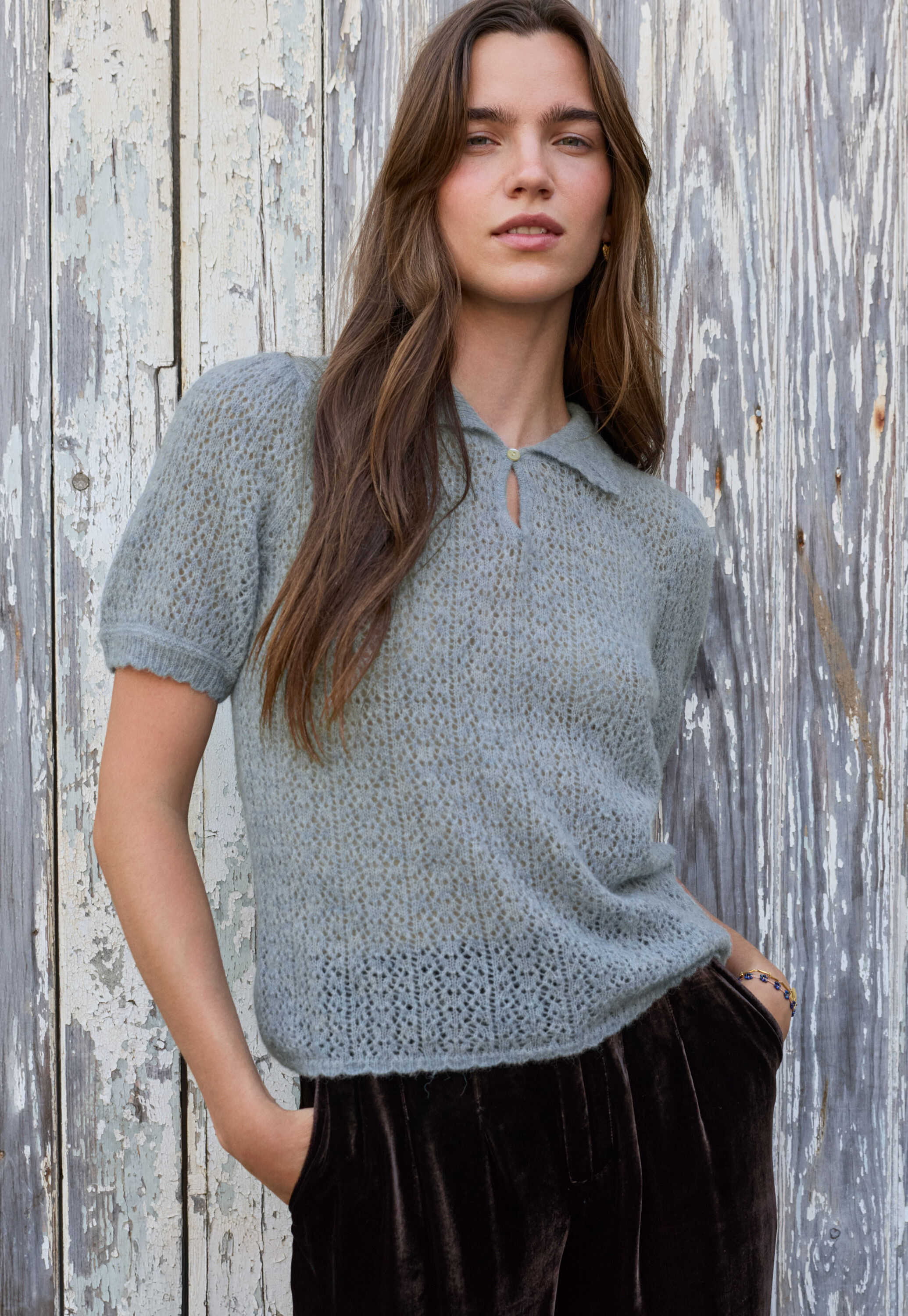 Lace-stitch sweater