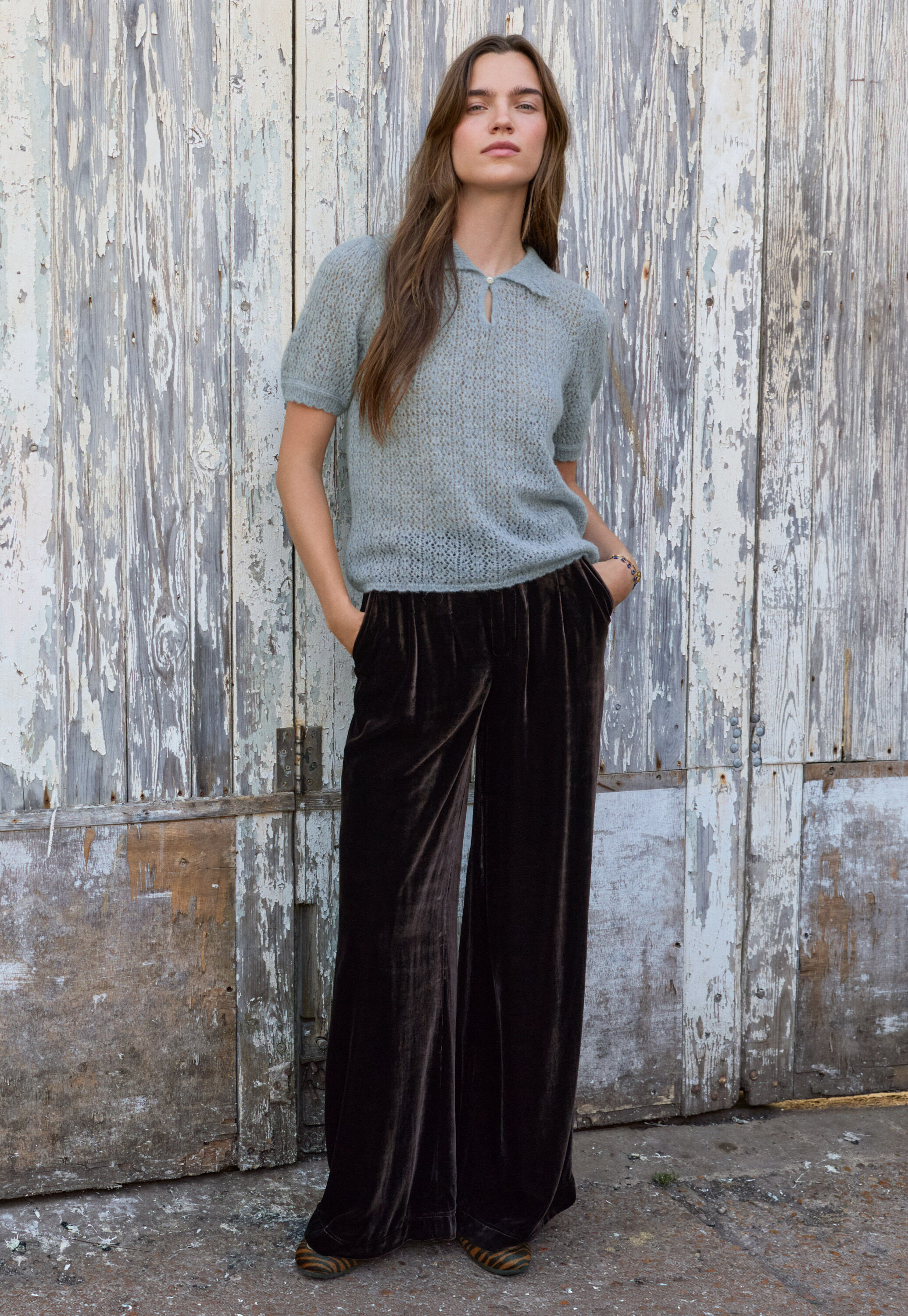 Lace-stitch sweater