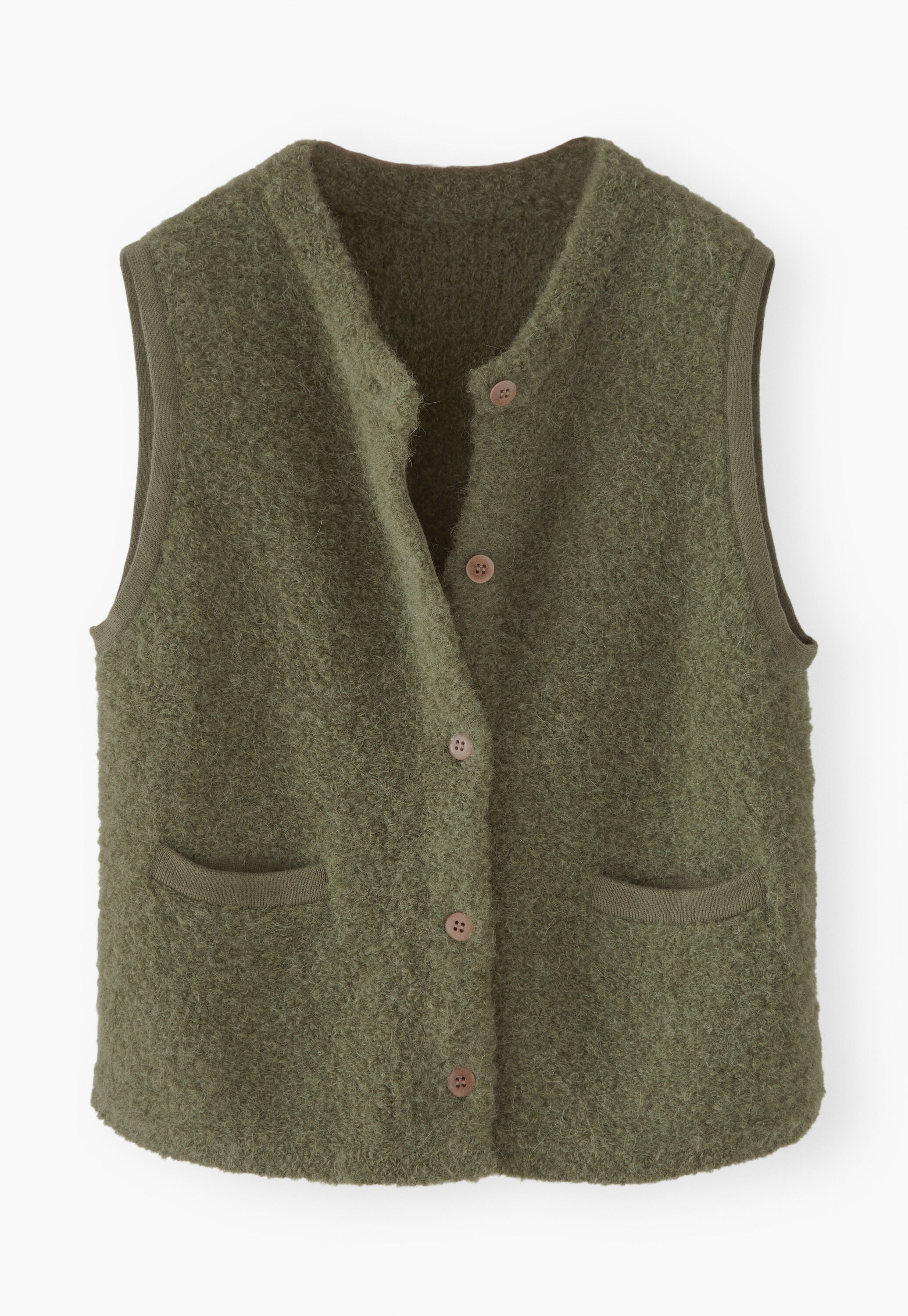 Boucl&eacute; knitted gilet
