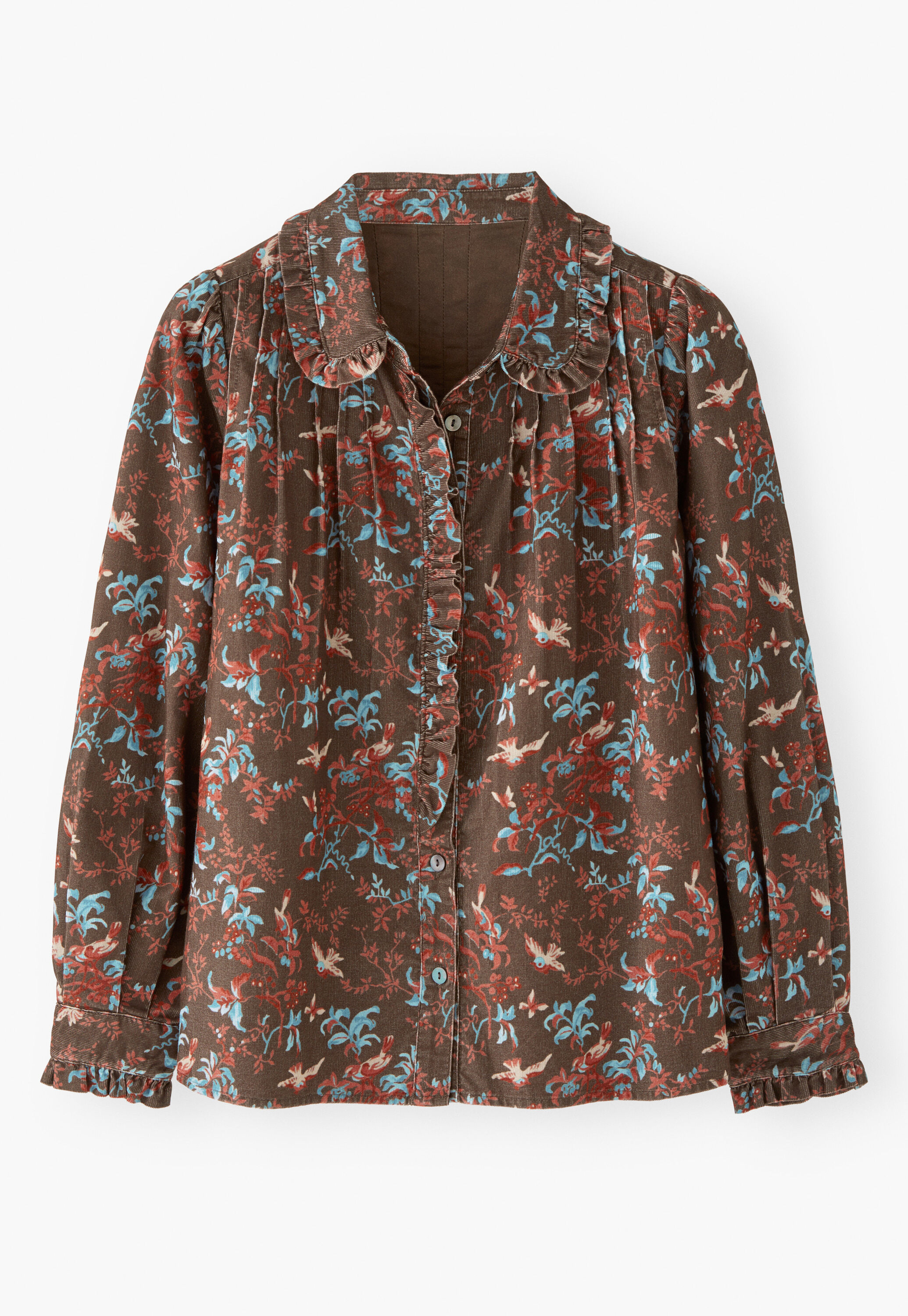 Printed pleated cord blouse