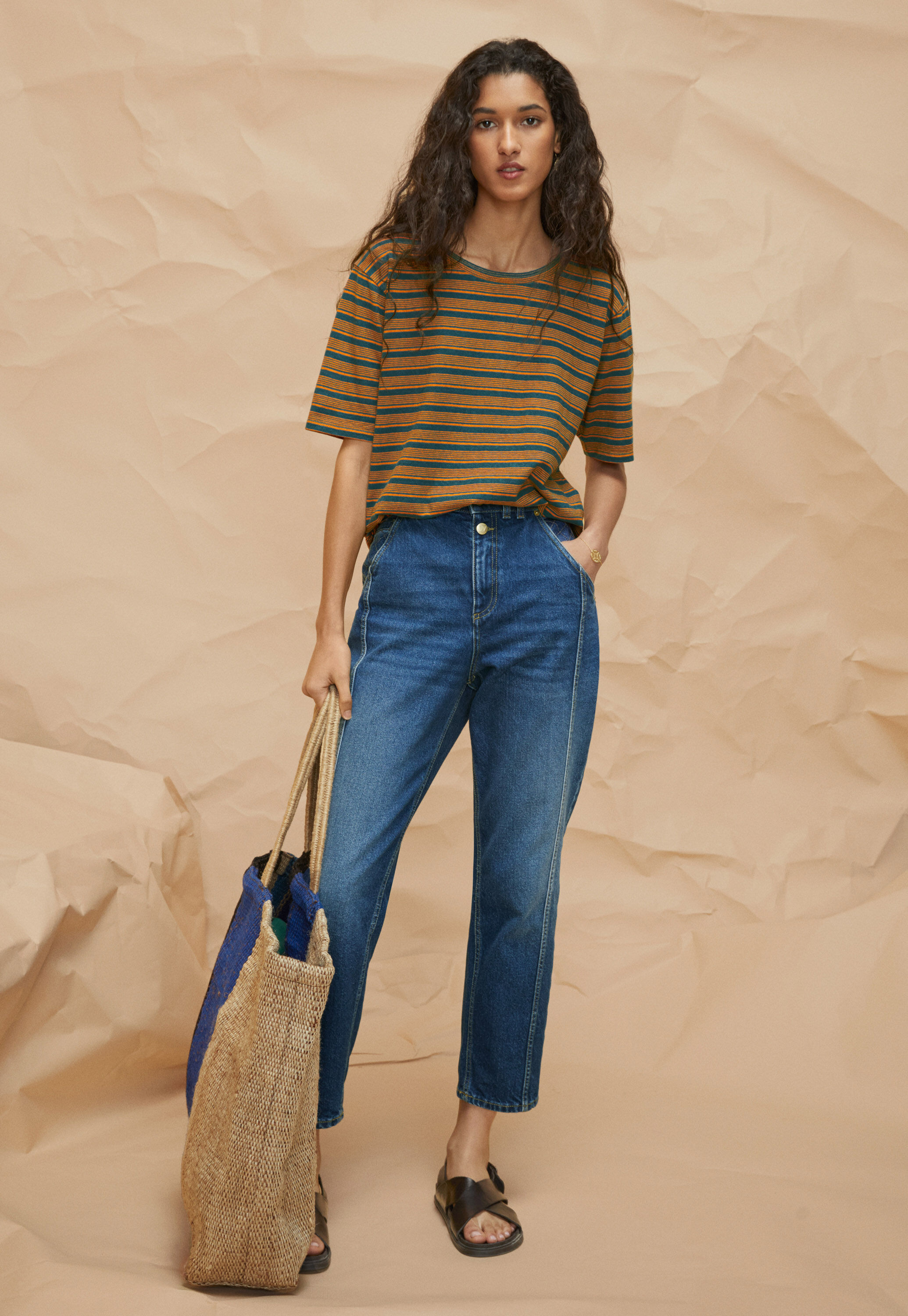 Wide-leg cord trousers