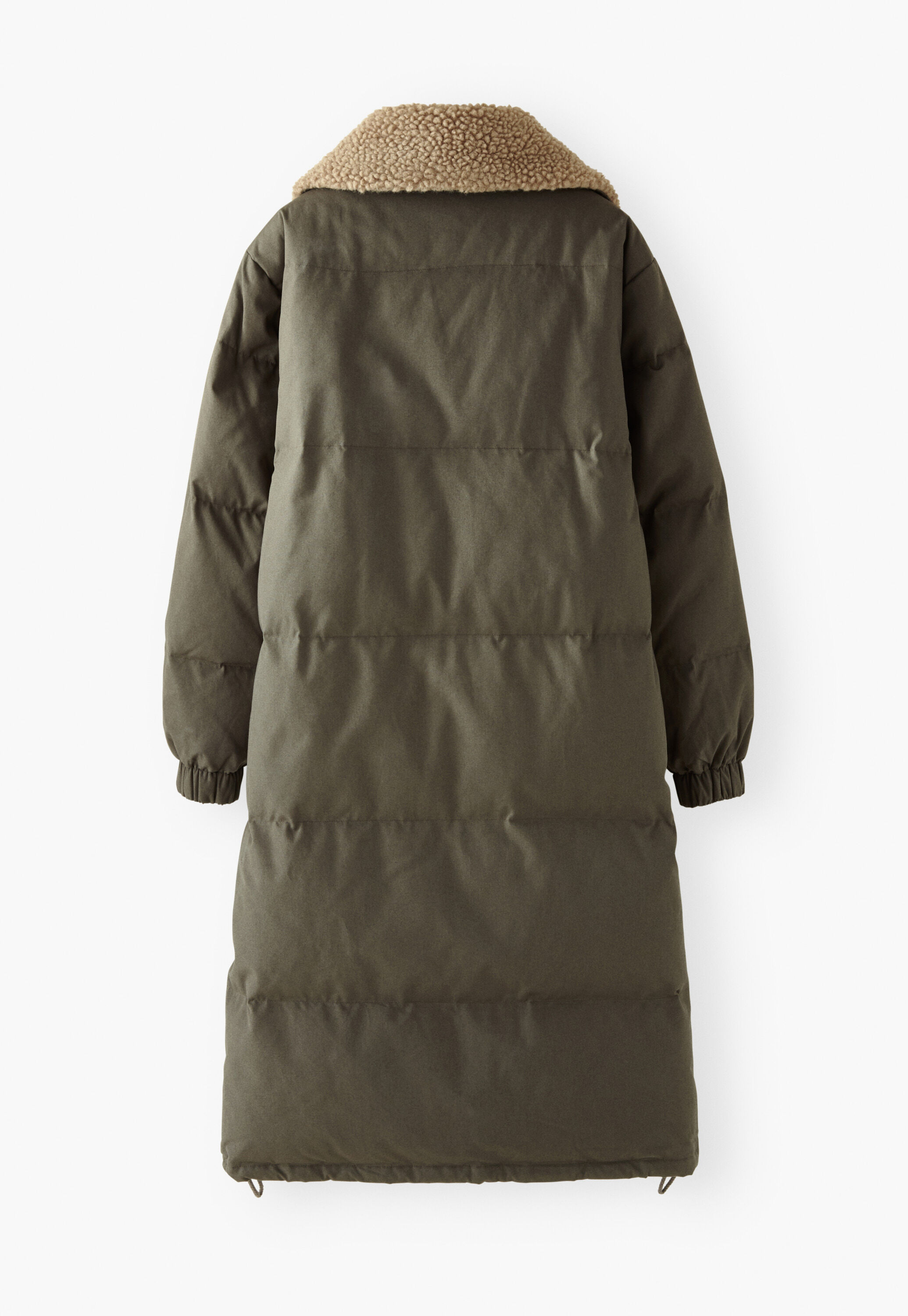Quilted long coat, Dark khaki, large
