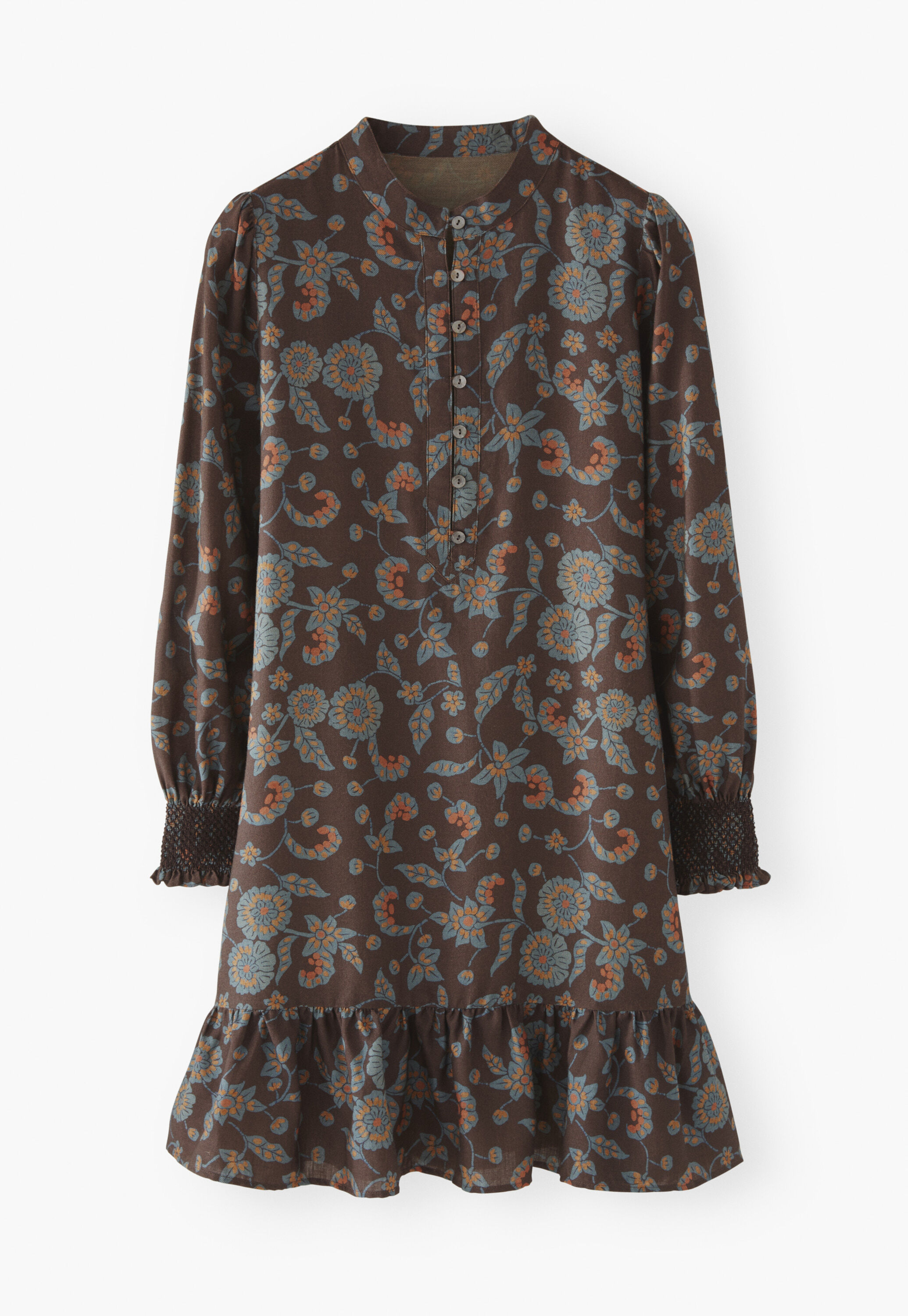 Printed dress, Chocolate denim, large