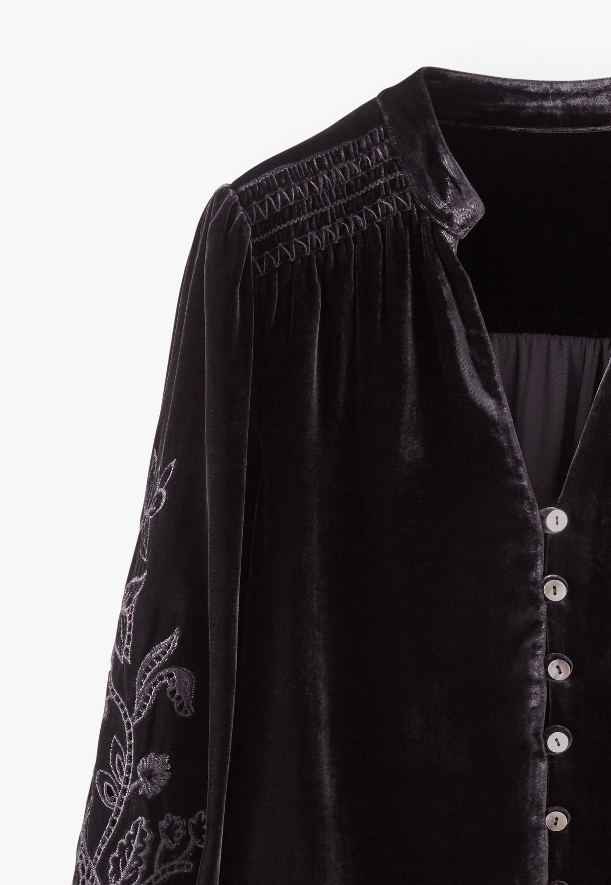 Velvet cutwork blouse, Black coffee, large