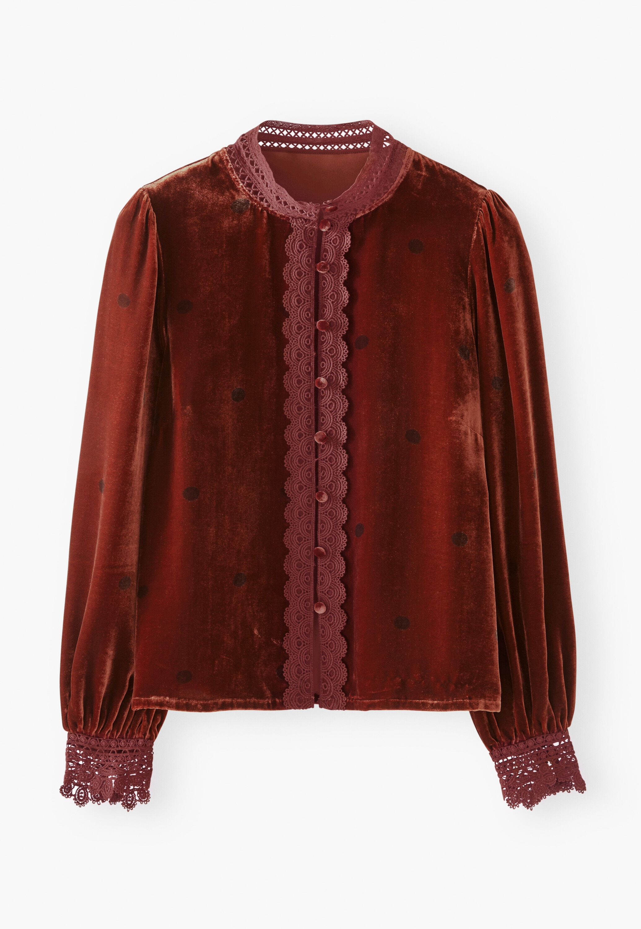 Velvet blouse, Flame red, large
