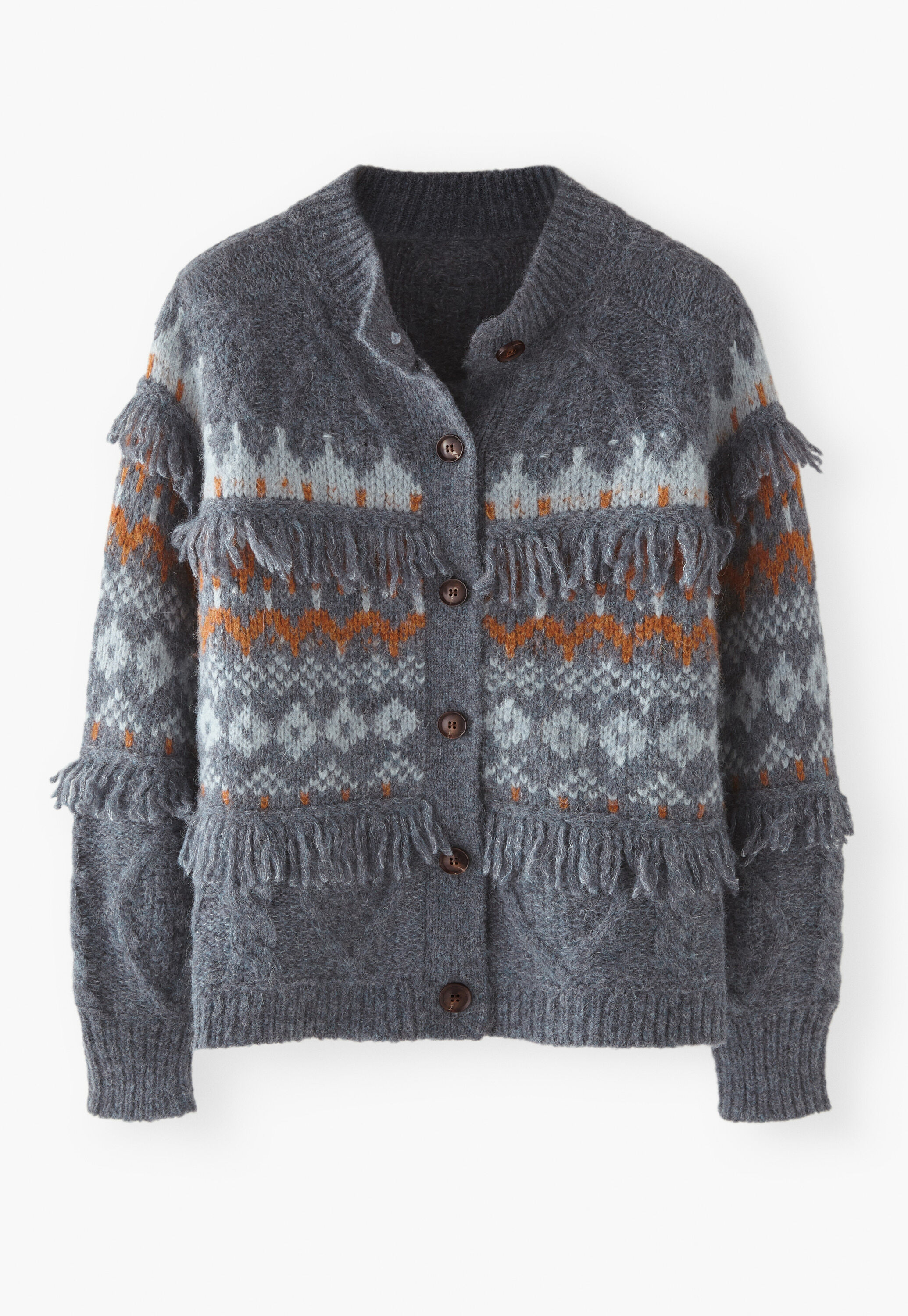 Cable-stitch cardigan, Blue slate copper, large