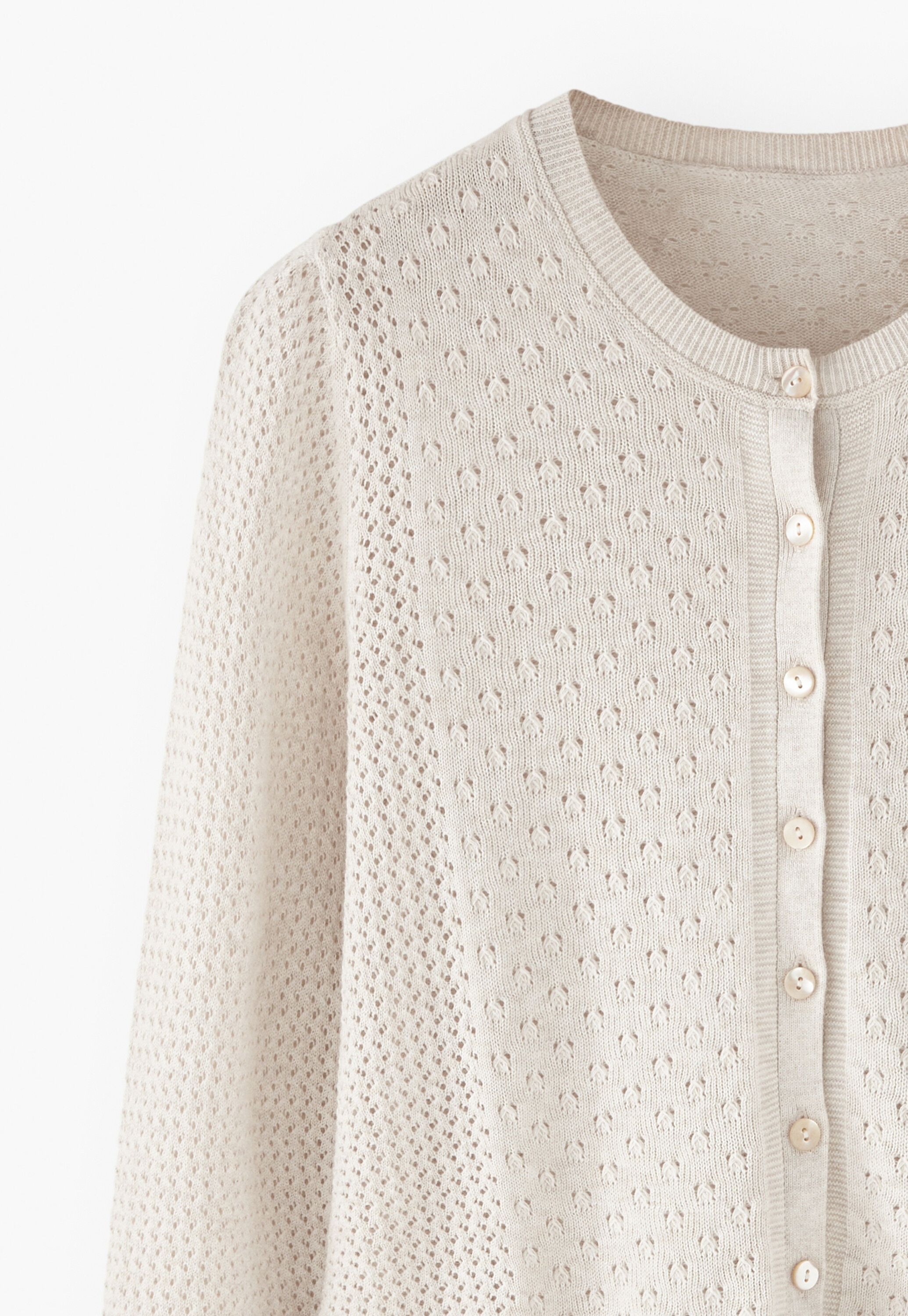 Lace-stitch cardigan, Off-white, large