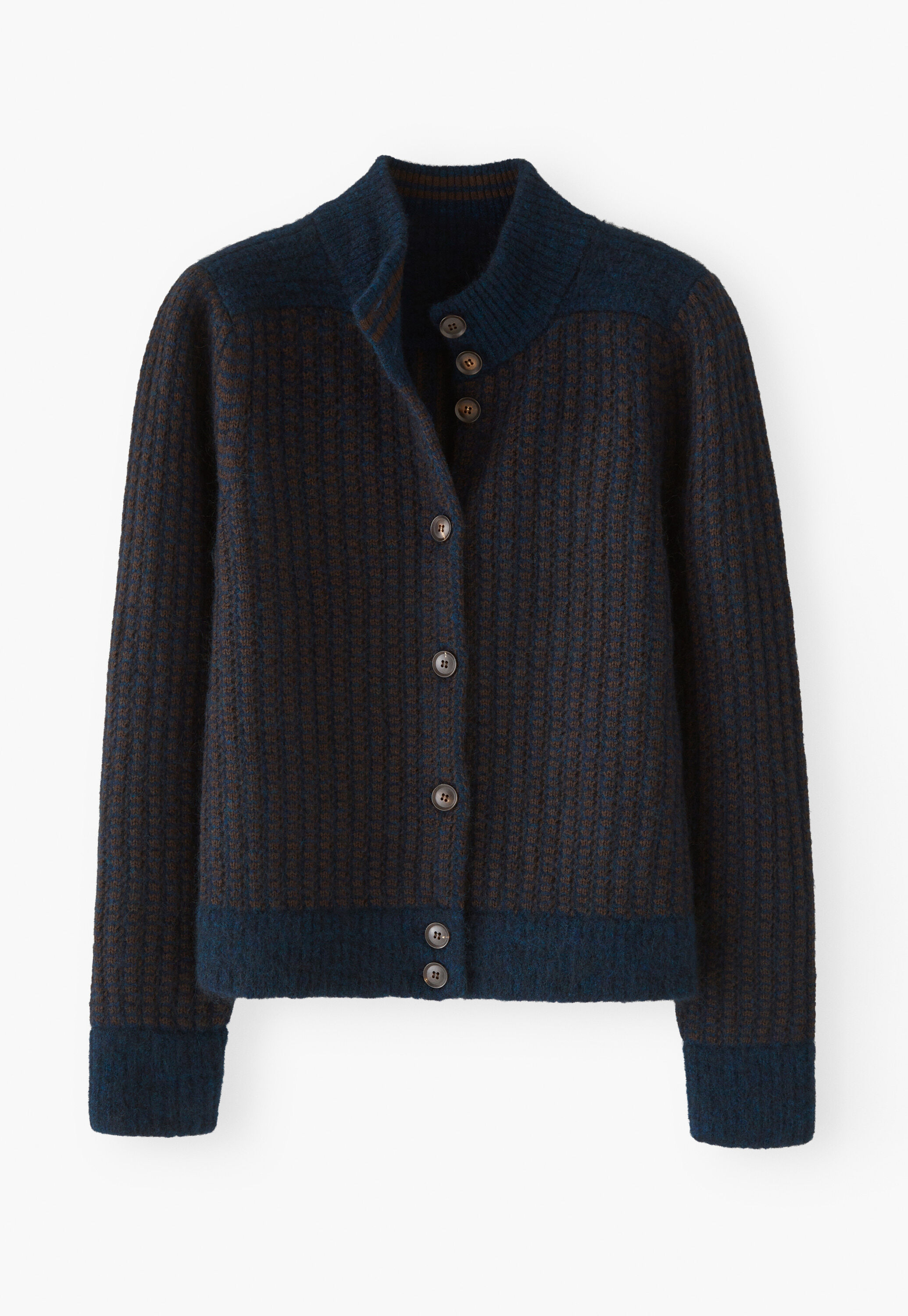 Stitch-detail knitted jacket, Midnight umber, large