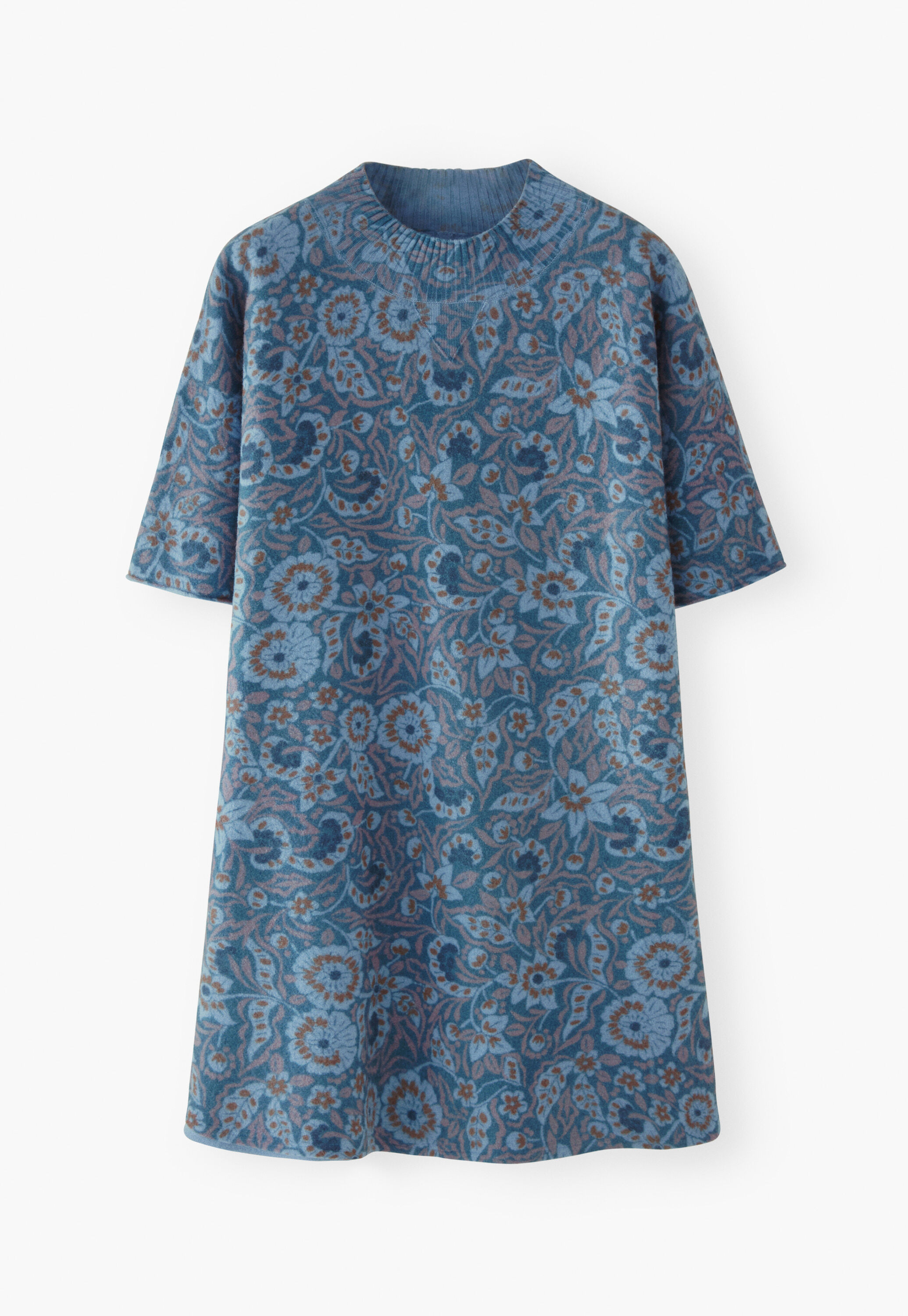 Printed knitted dress, Denim, large