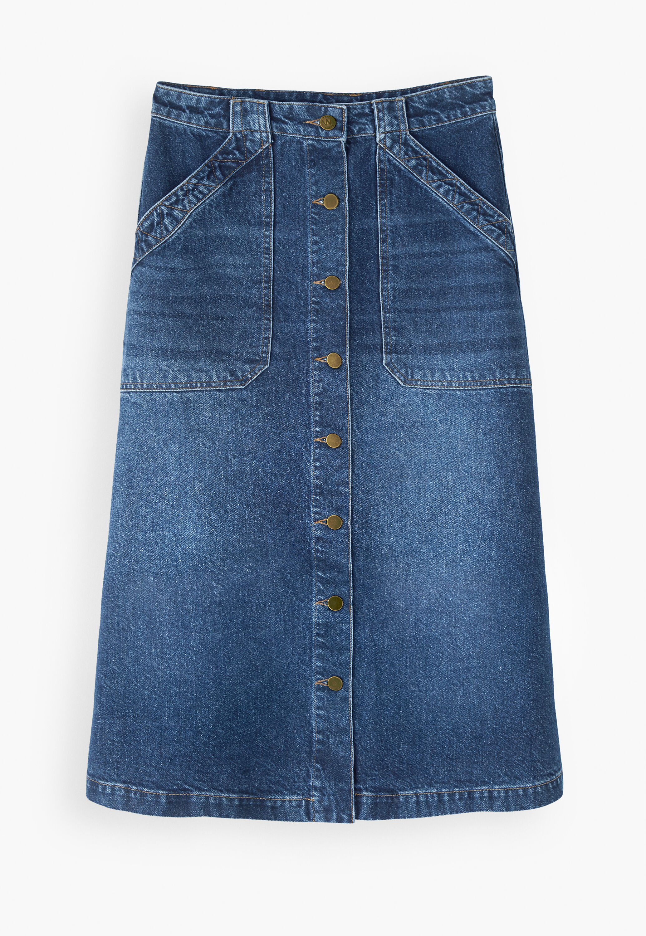 Denim button-front skirt