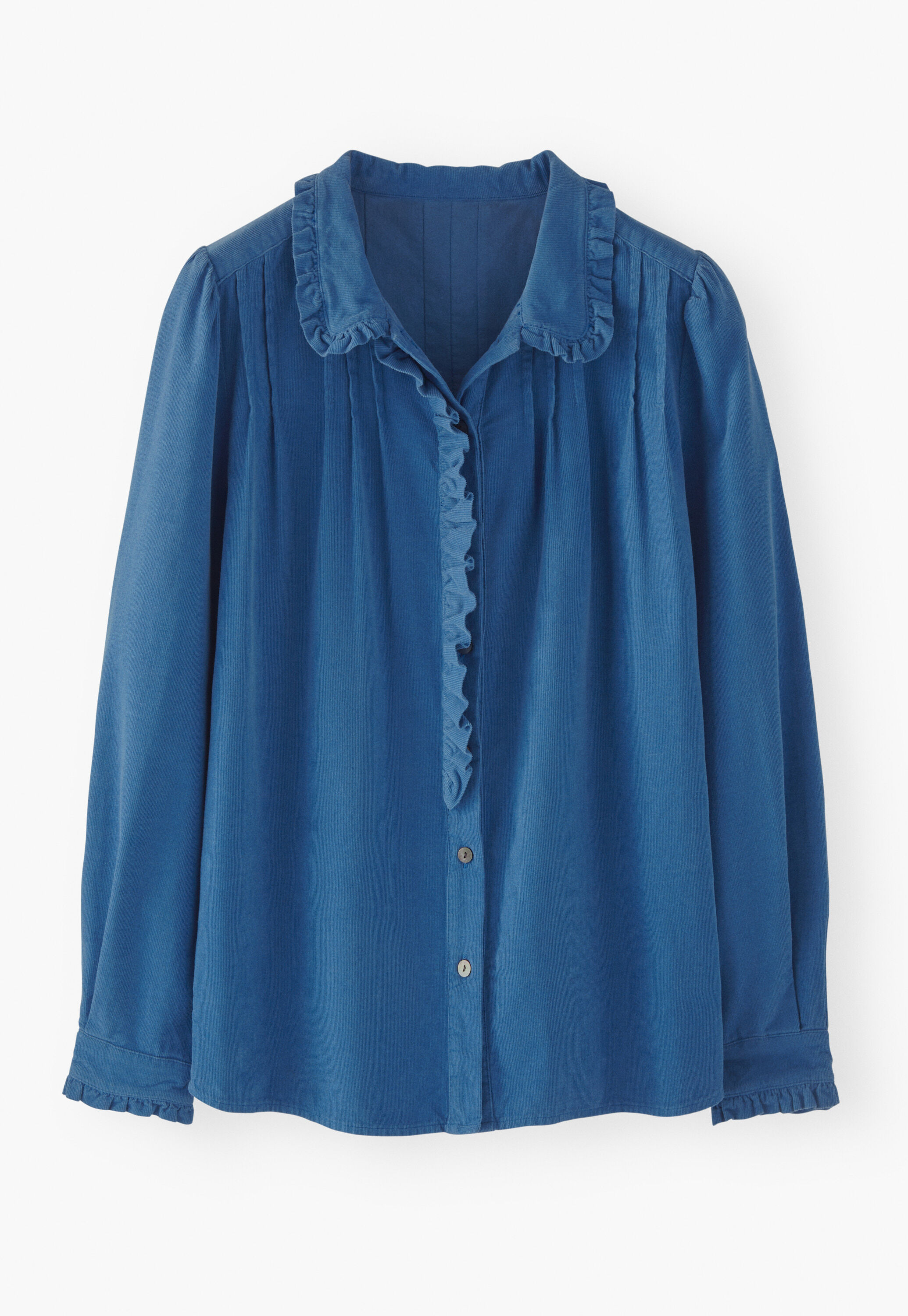 Cord pleated blouse, Cobalt, large