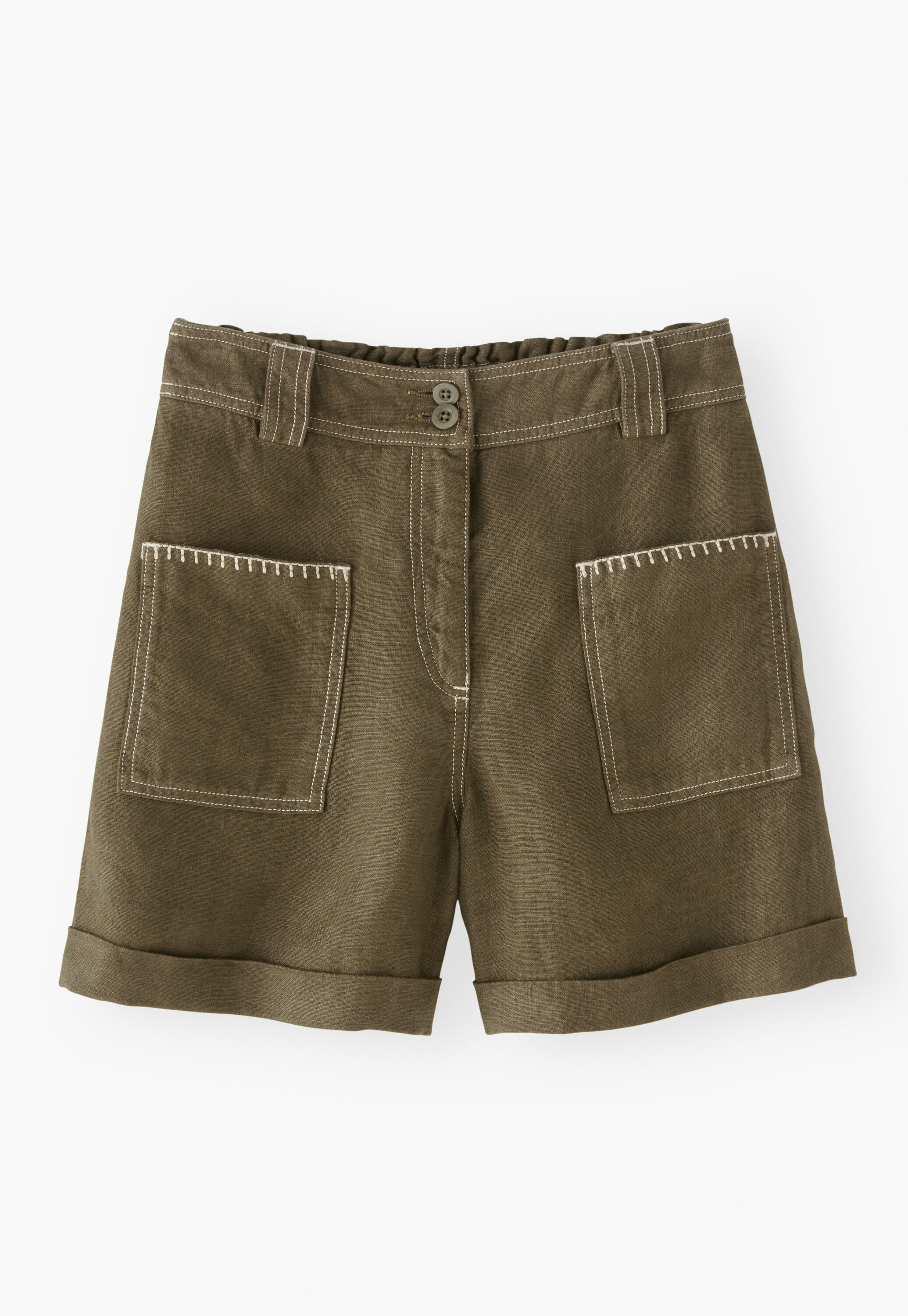 Patch-pocket shorts, Dark khaki, large