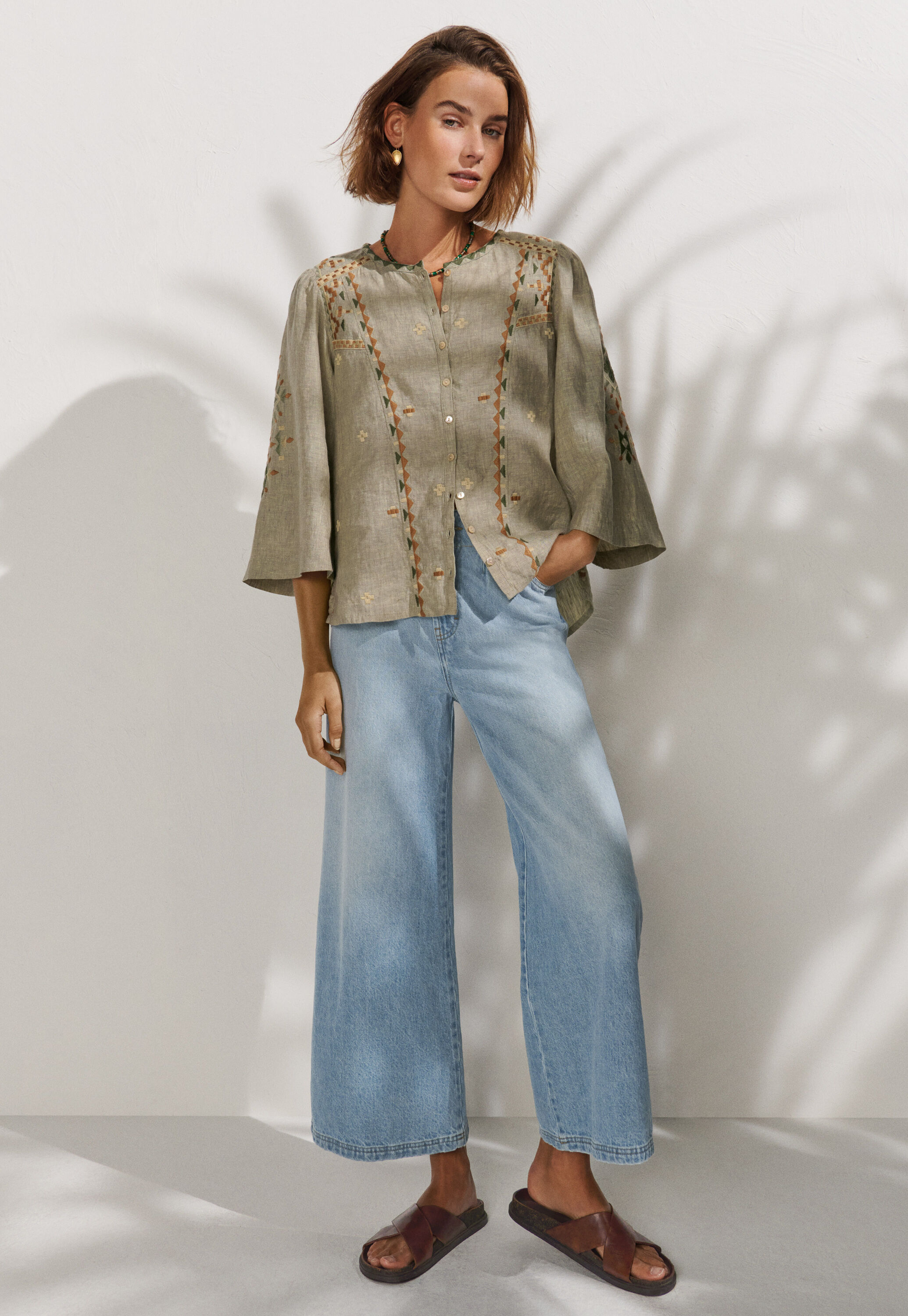 Wide-leg cropped jeans