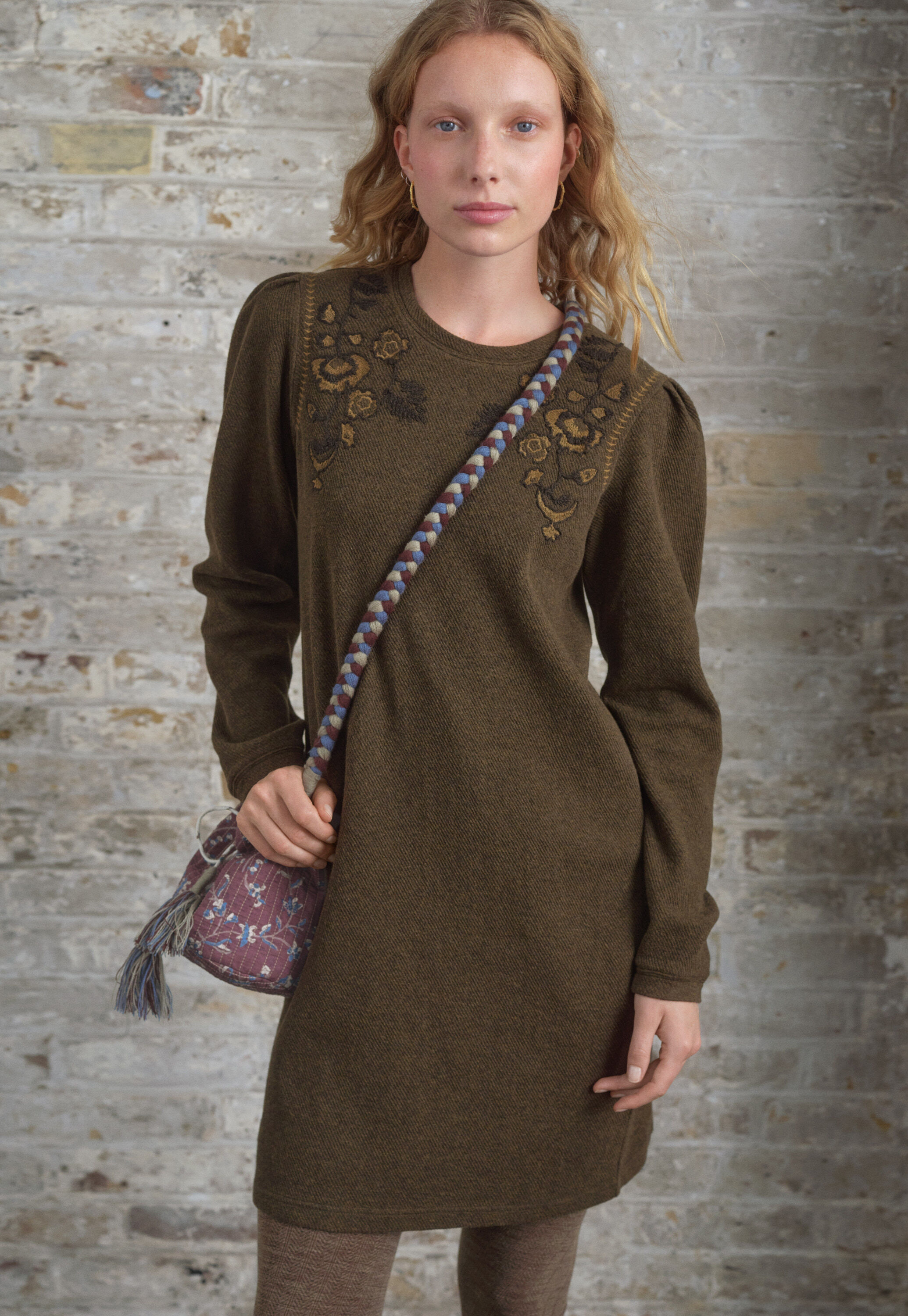 Embroidered jersey dress
