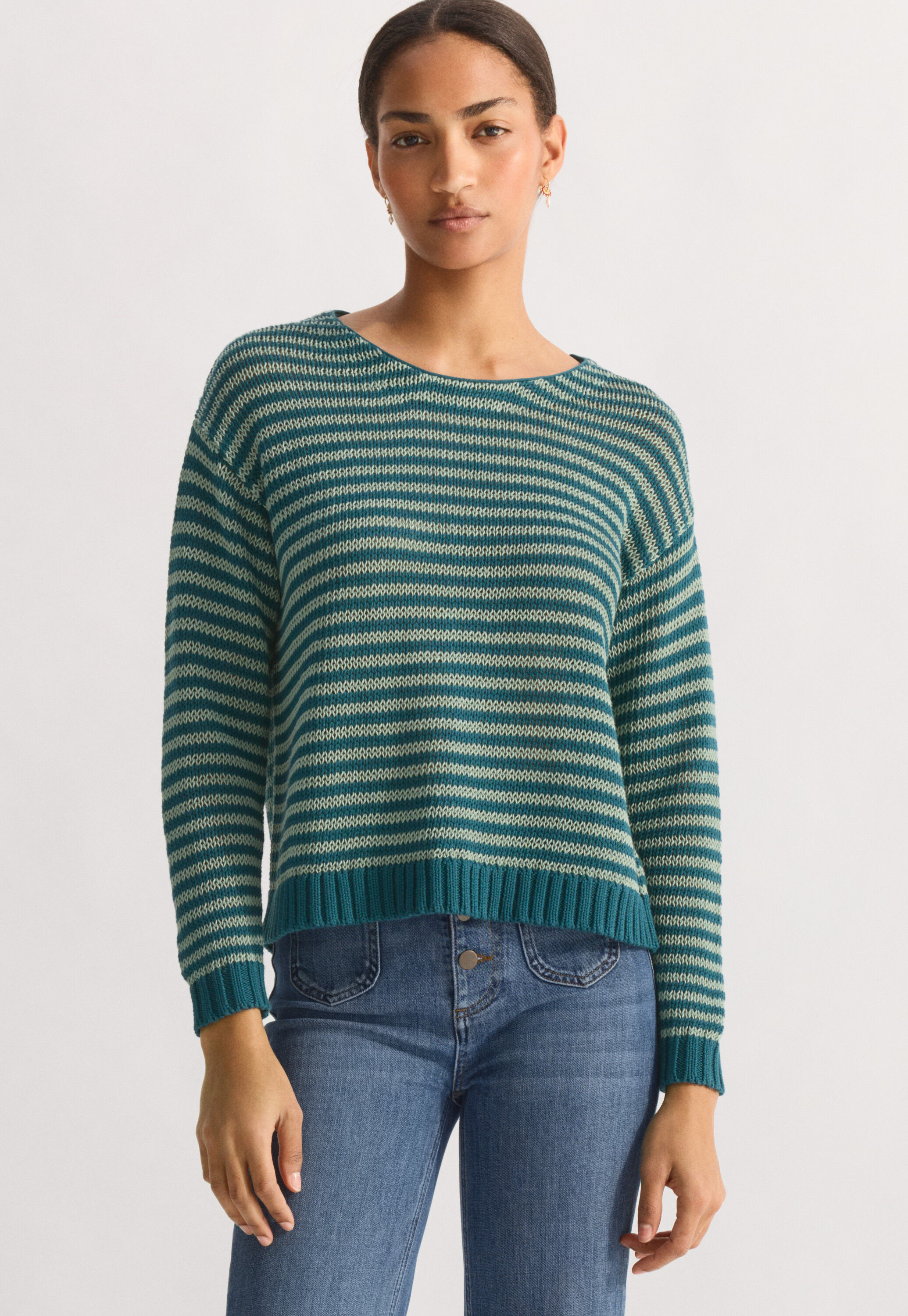 Striped crew-neck sweater
