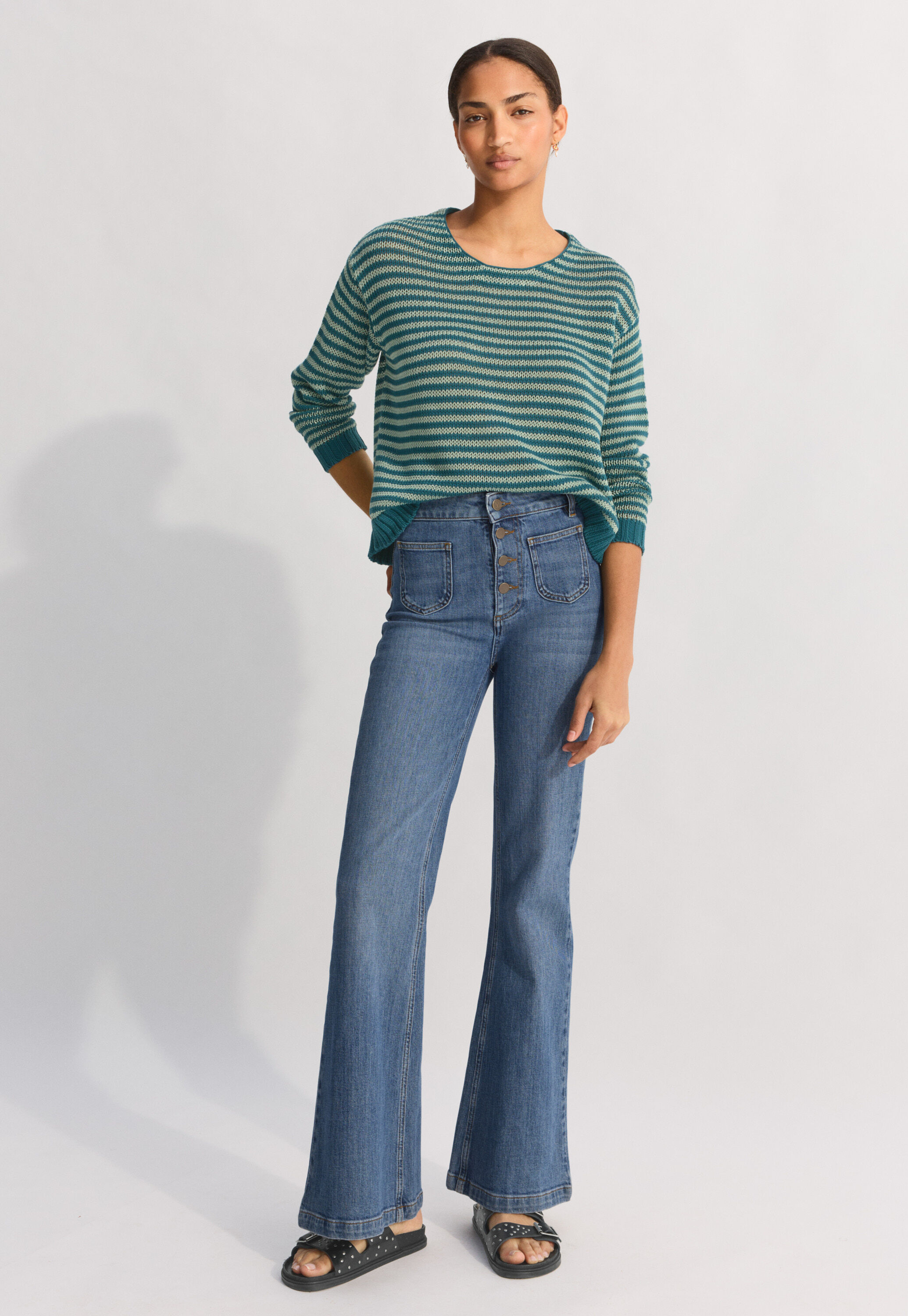 Striped crew-neck sweater