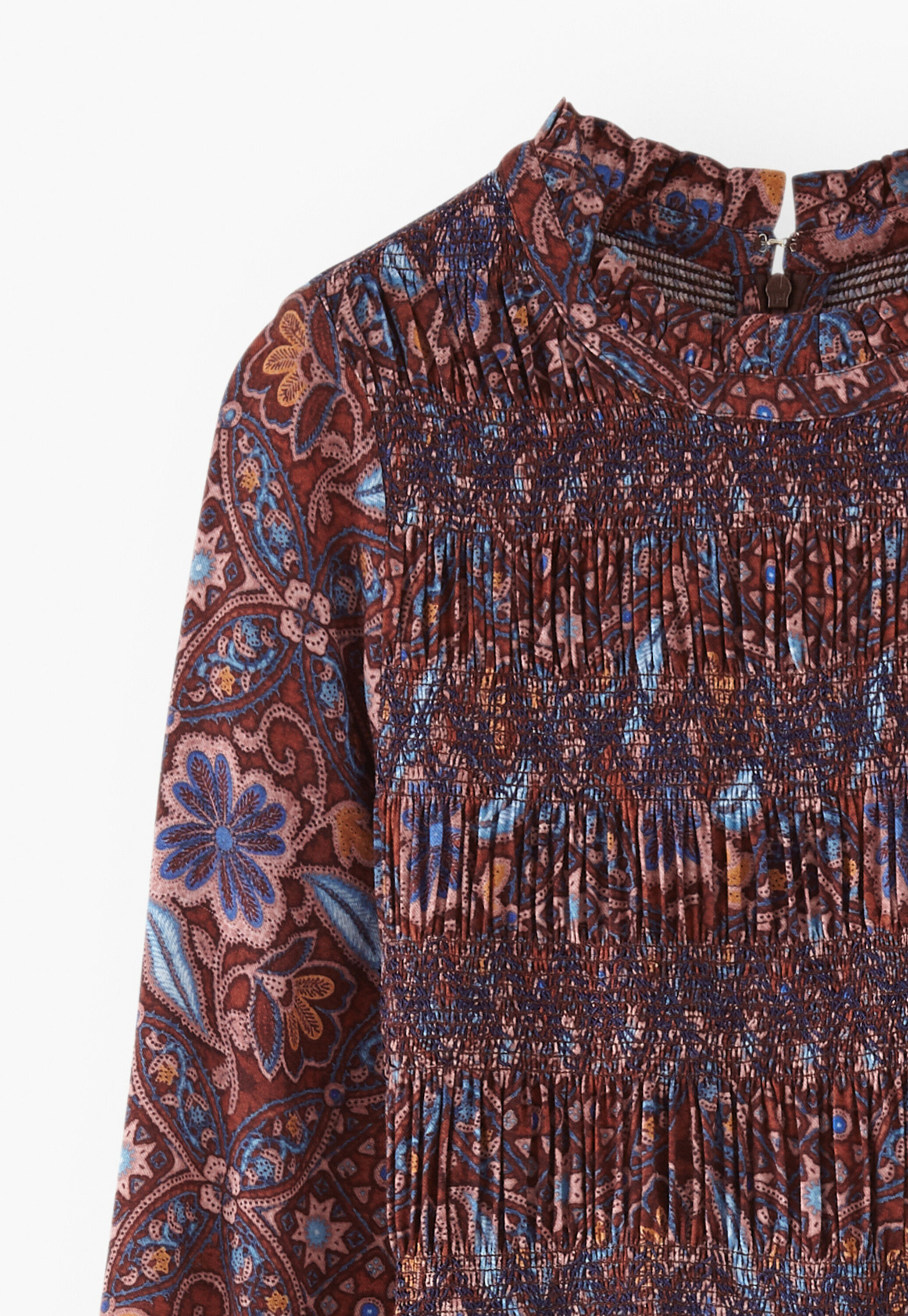 Printed shirring dress