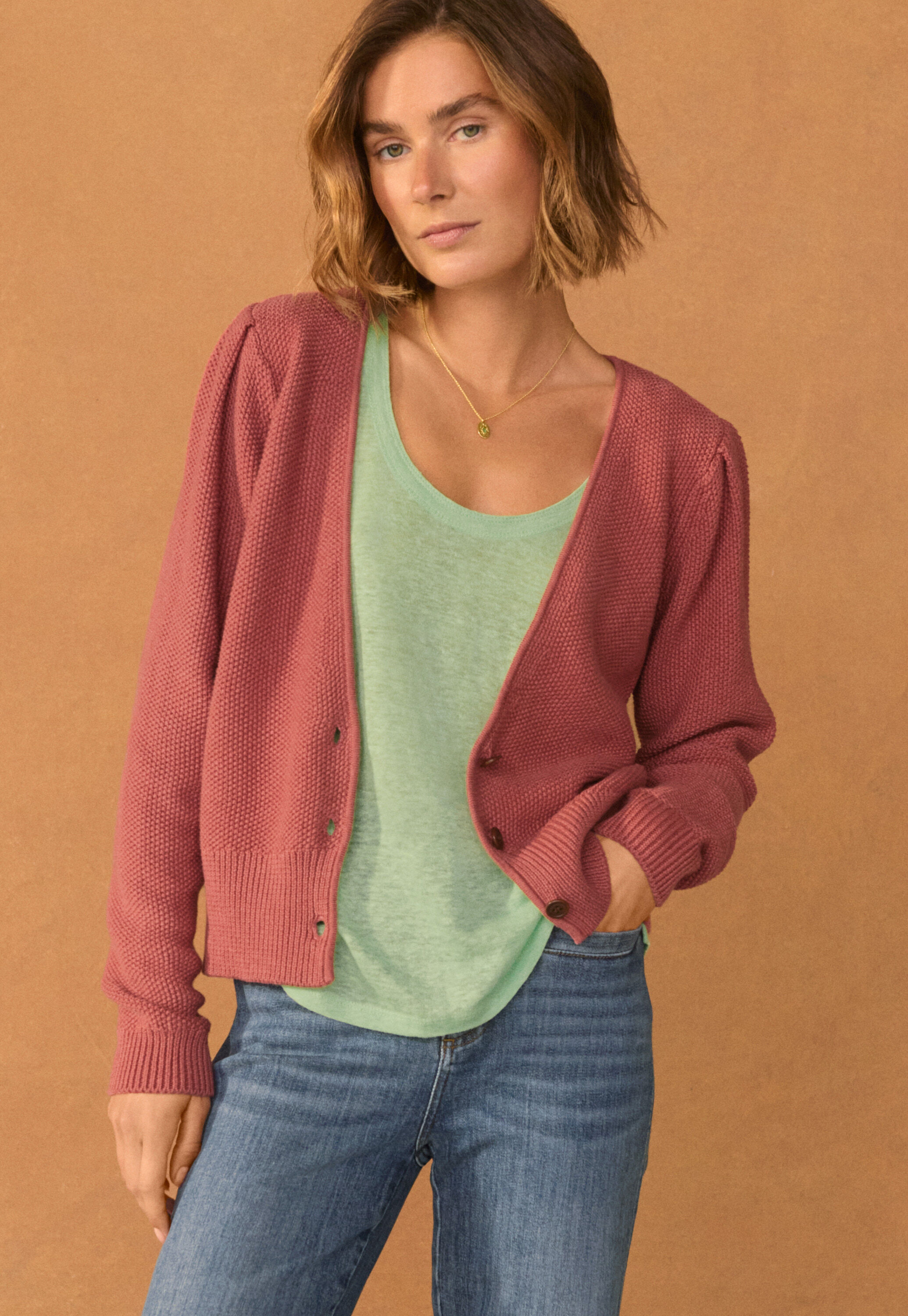 Moss-stitch cardigan