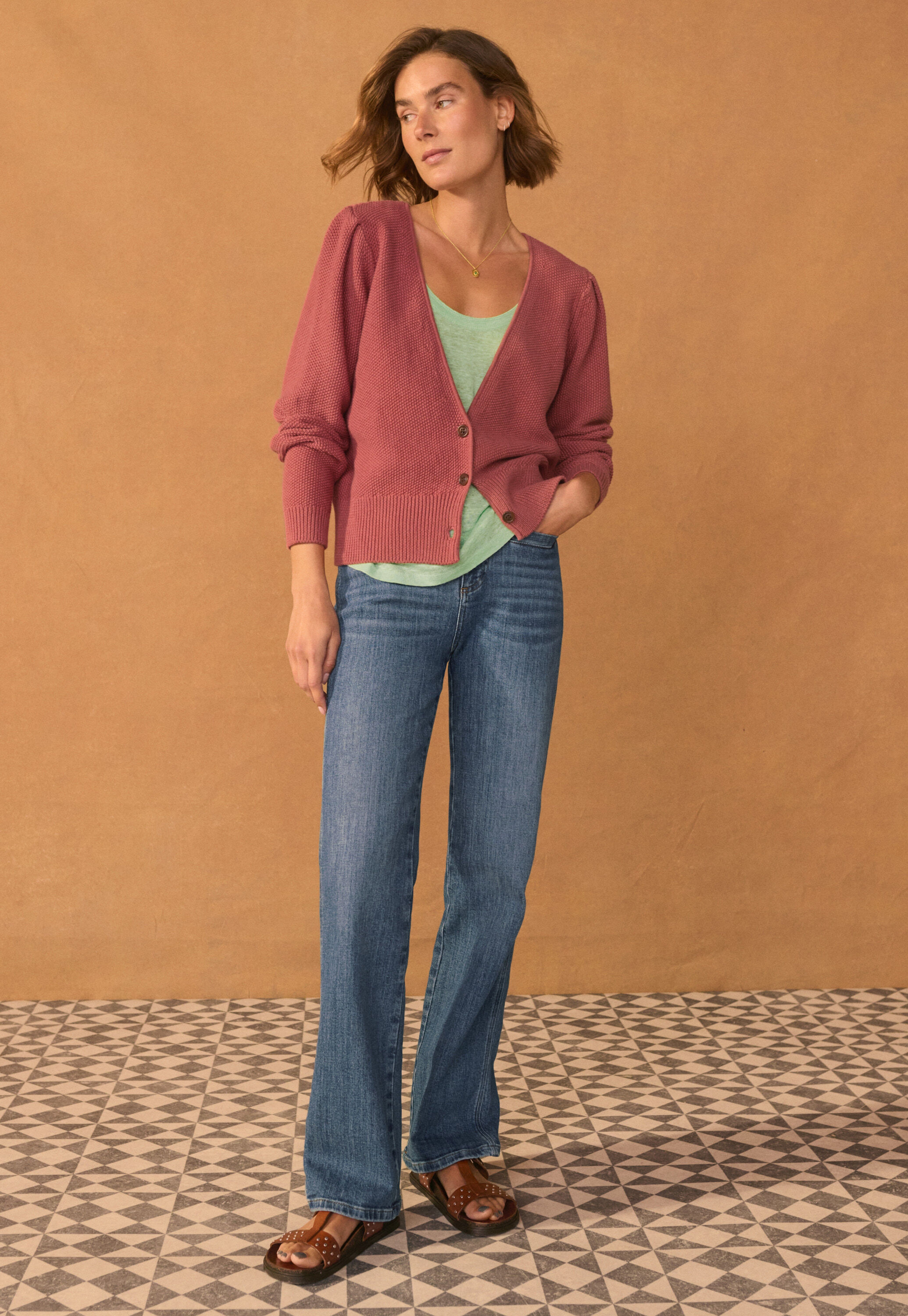 Moss-stitch cardigan