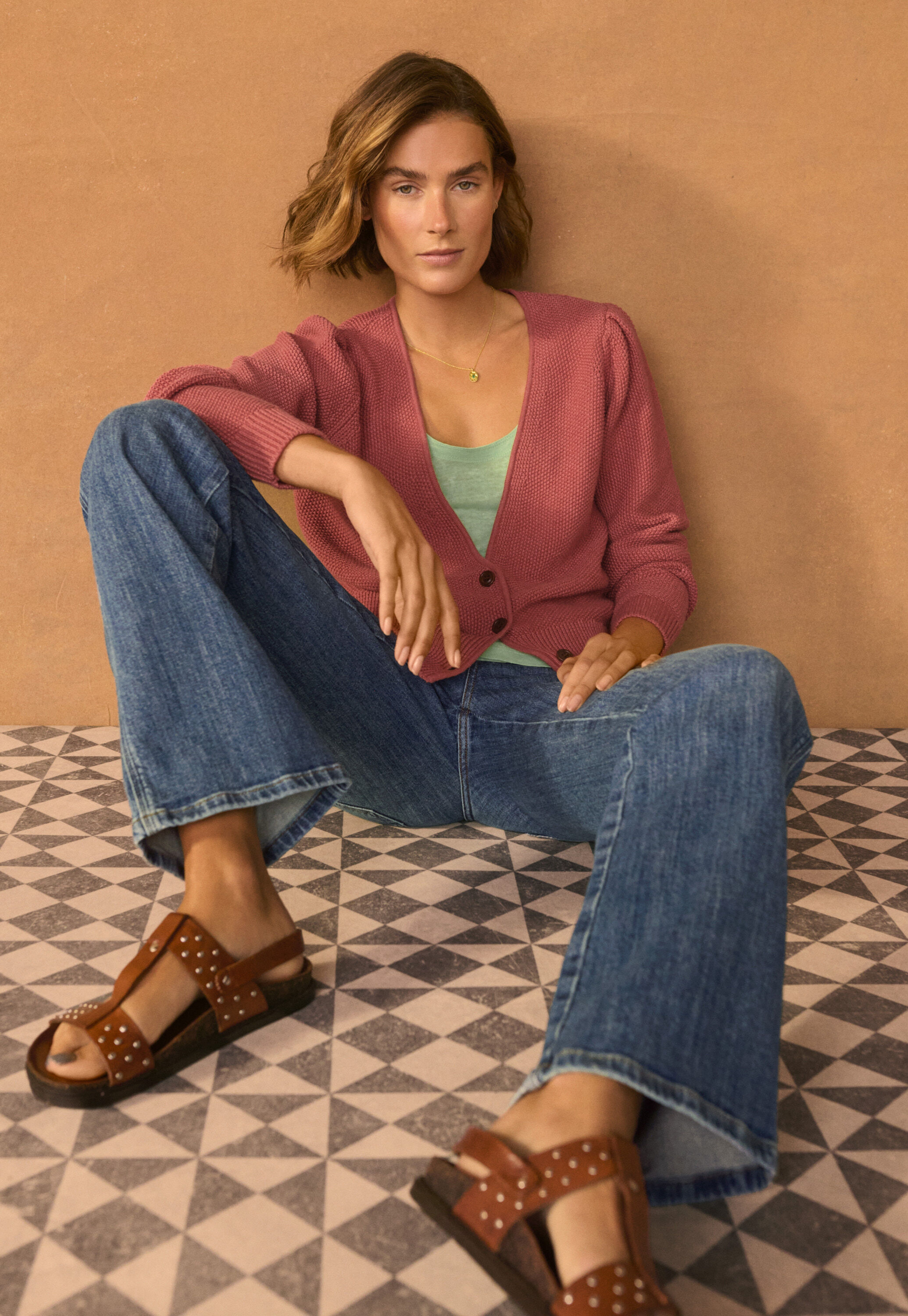 Moss-stitch cardigan