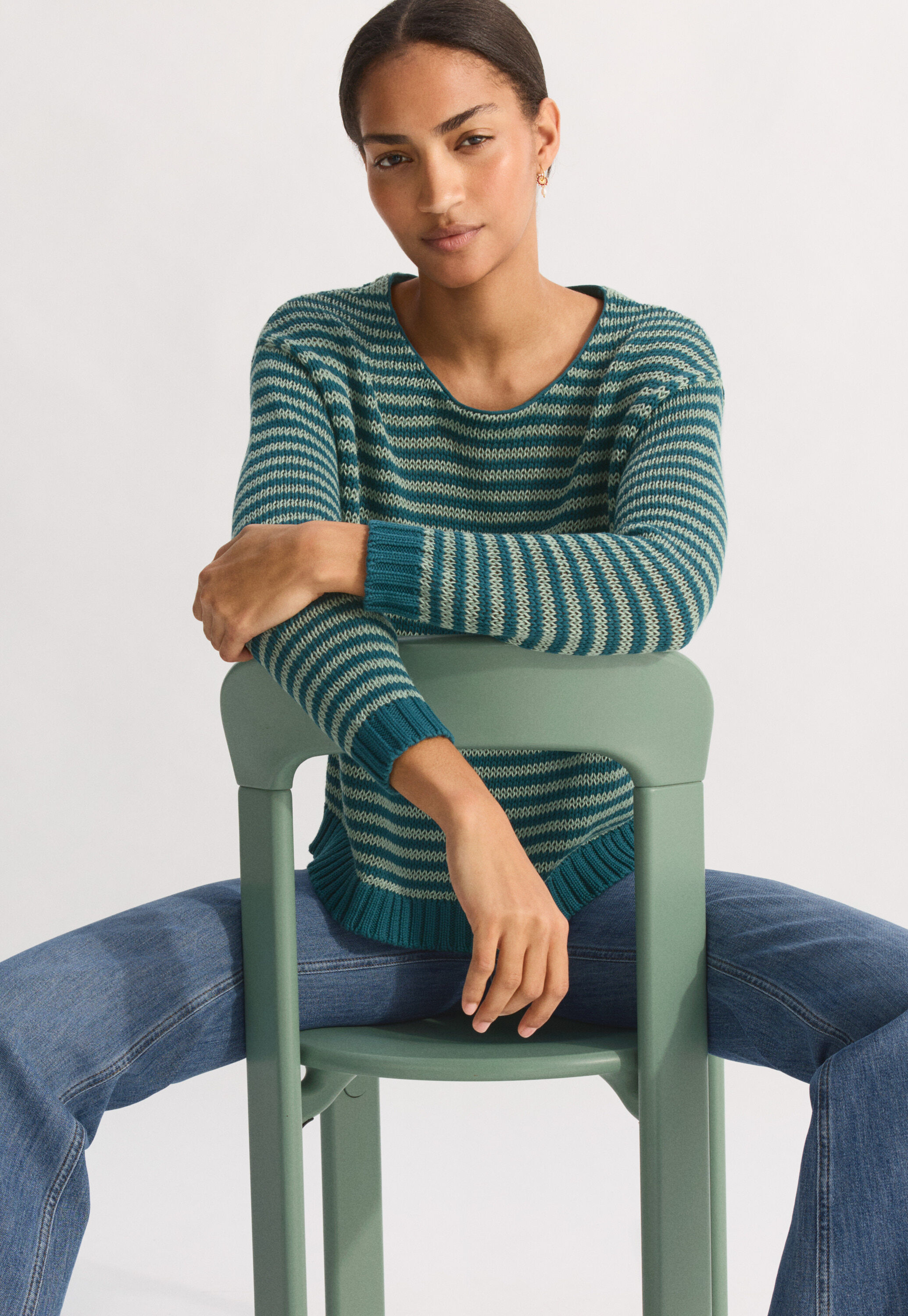 Striped crew-neck sweater
