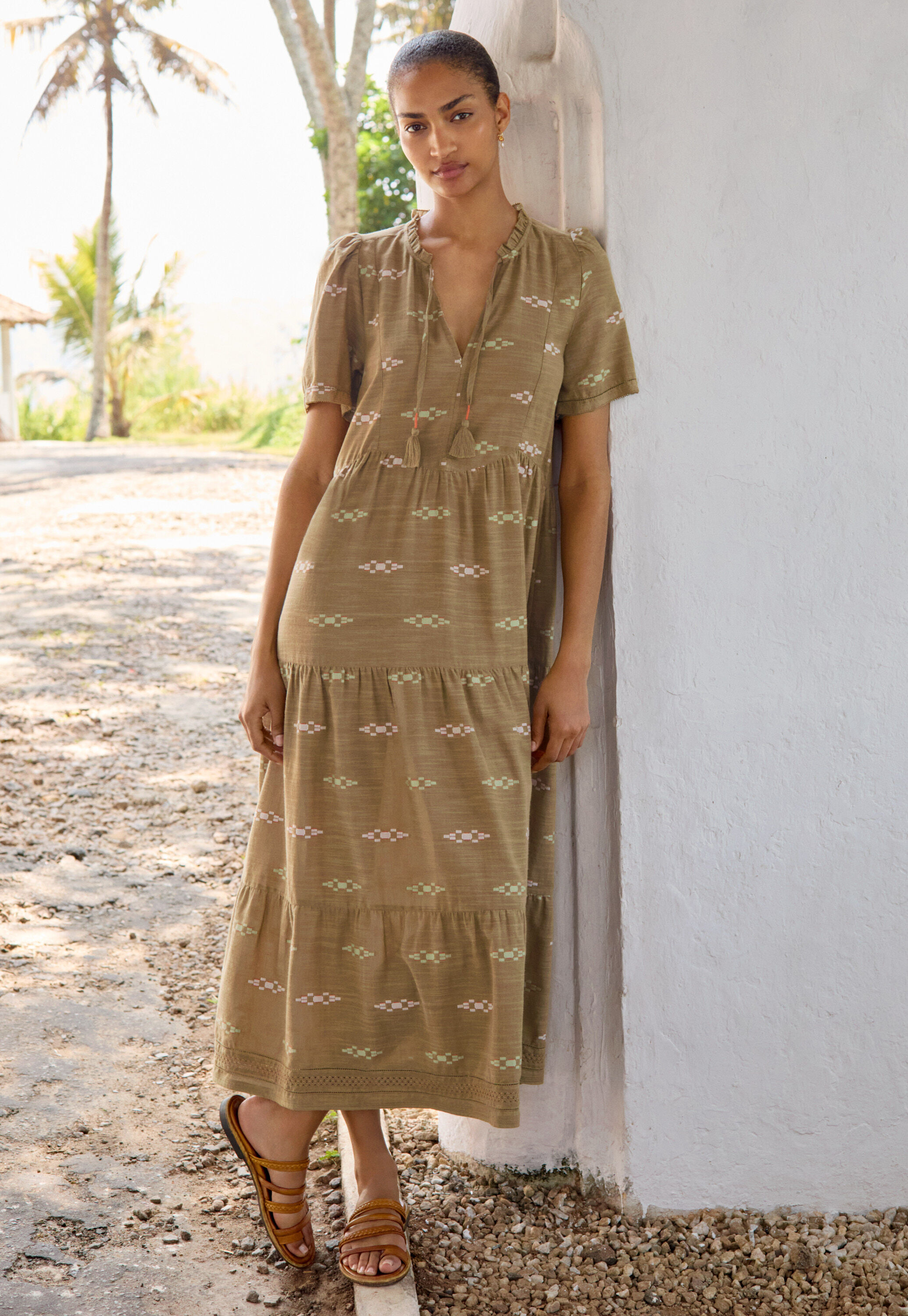 Jacquard tiered dress