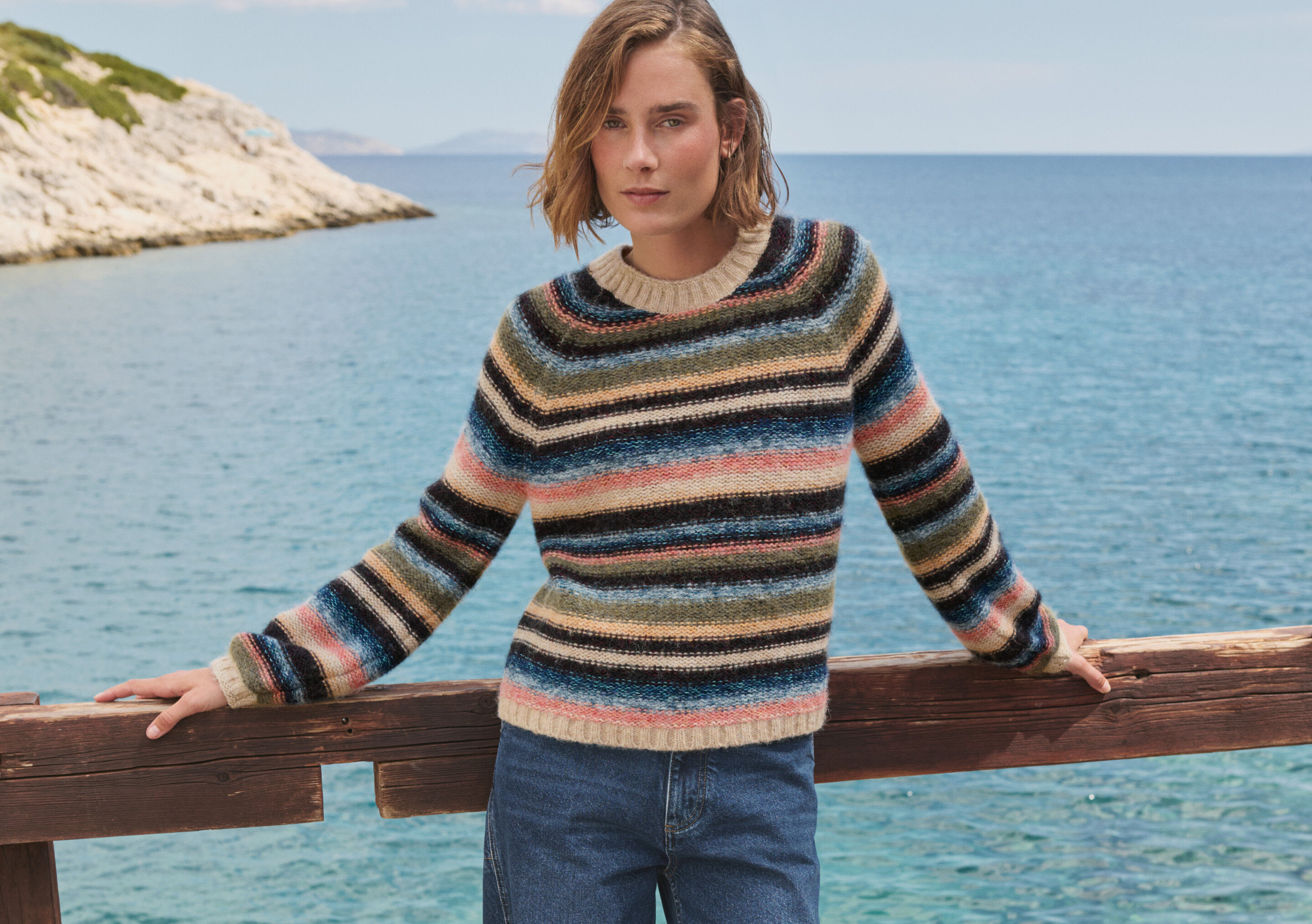 Reverse-striped sweater