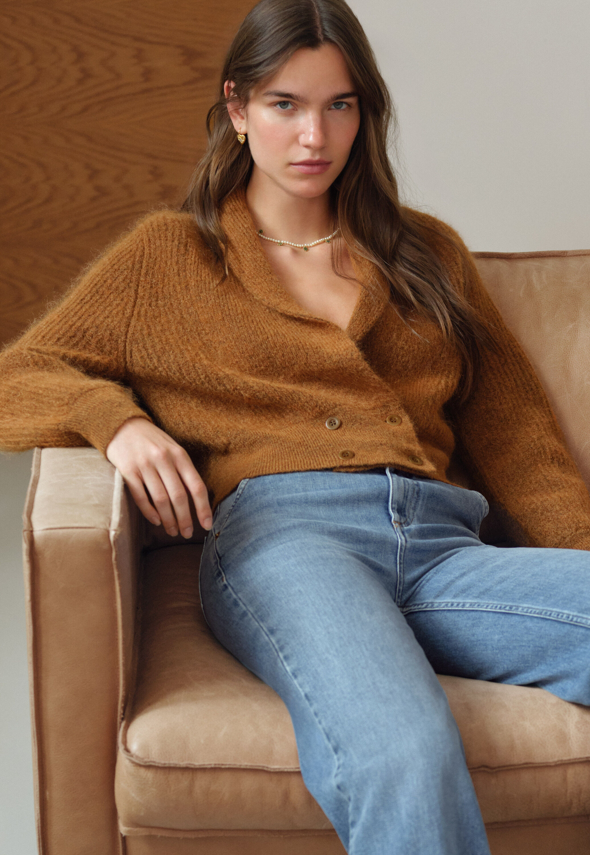 Shawl-collar cardigan
