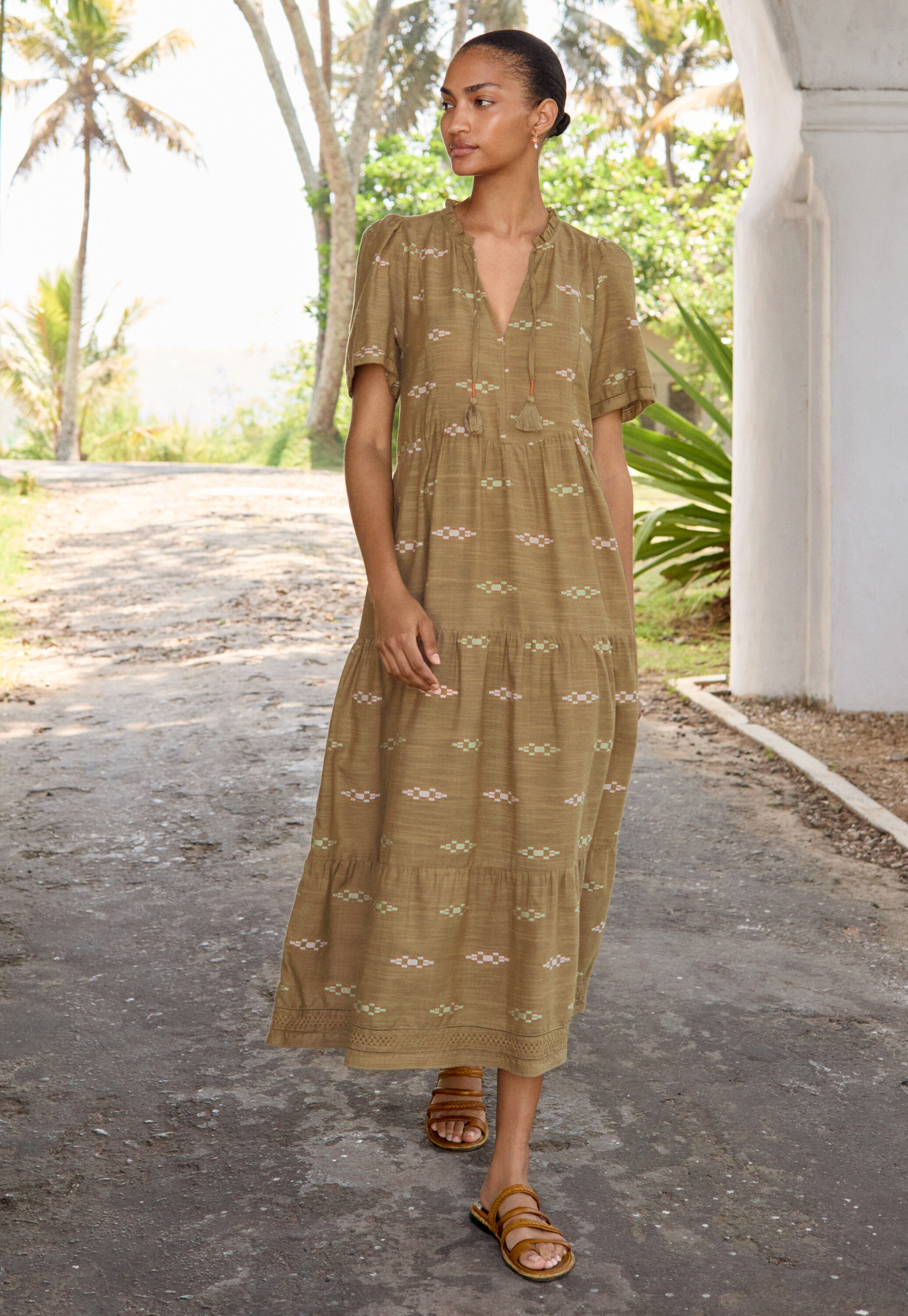 Jacquard tiered dress