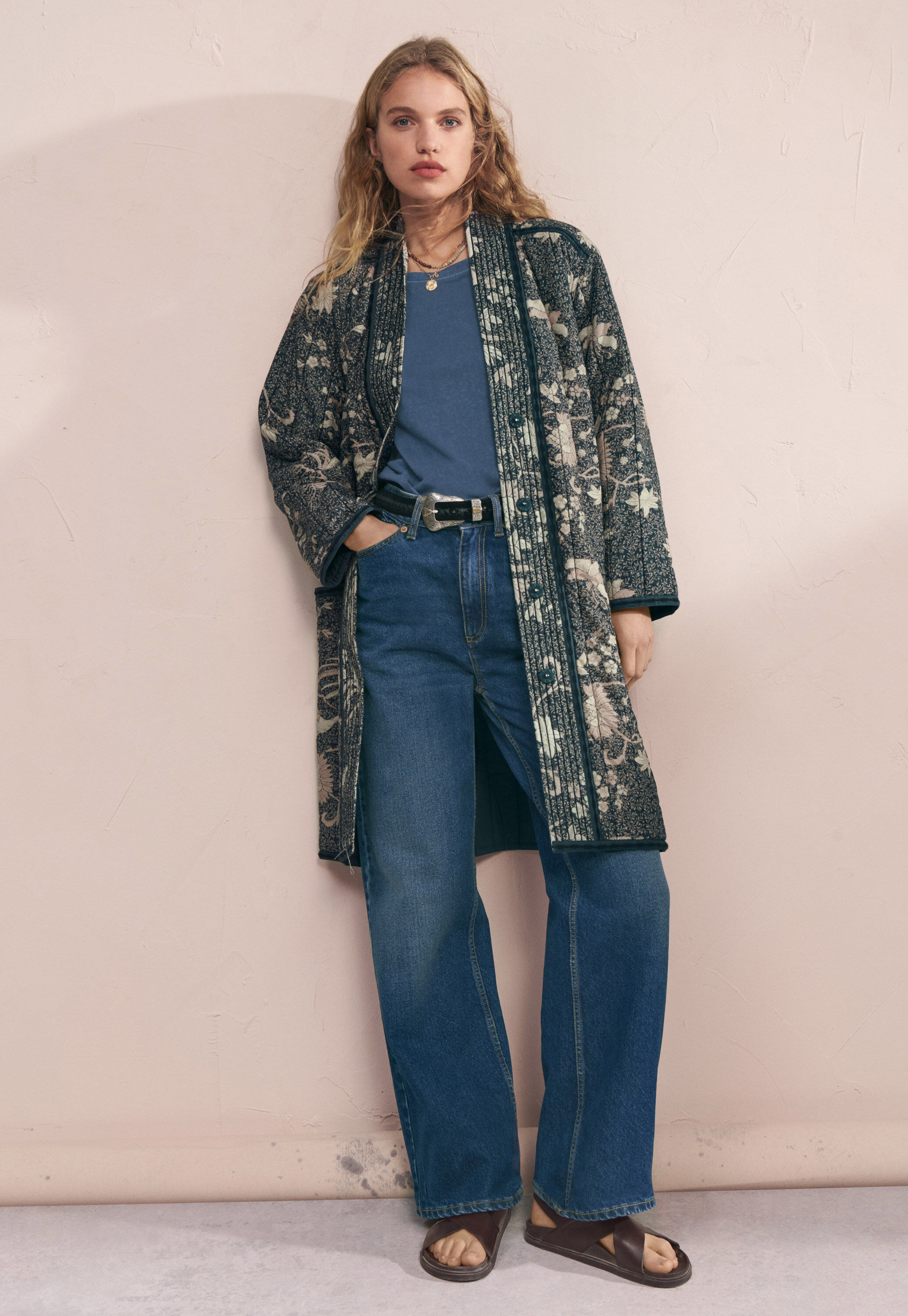Quilted printed coat