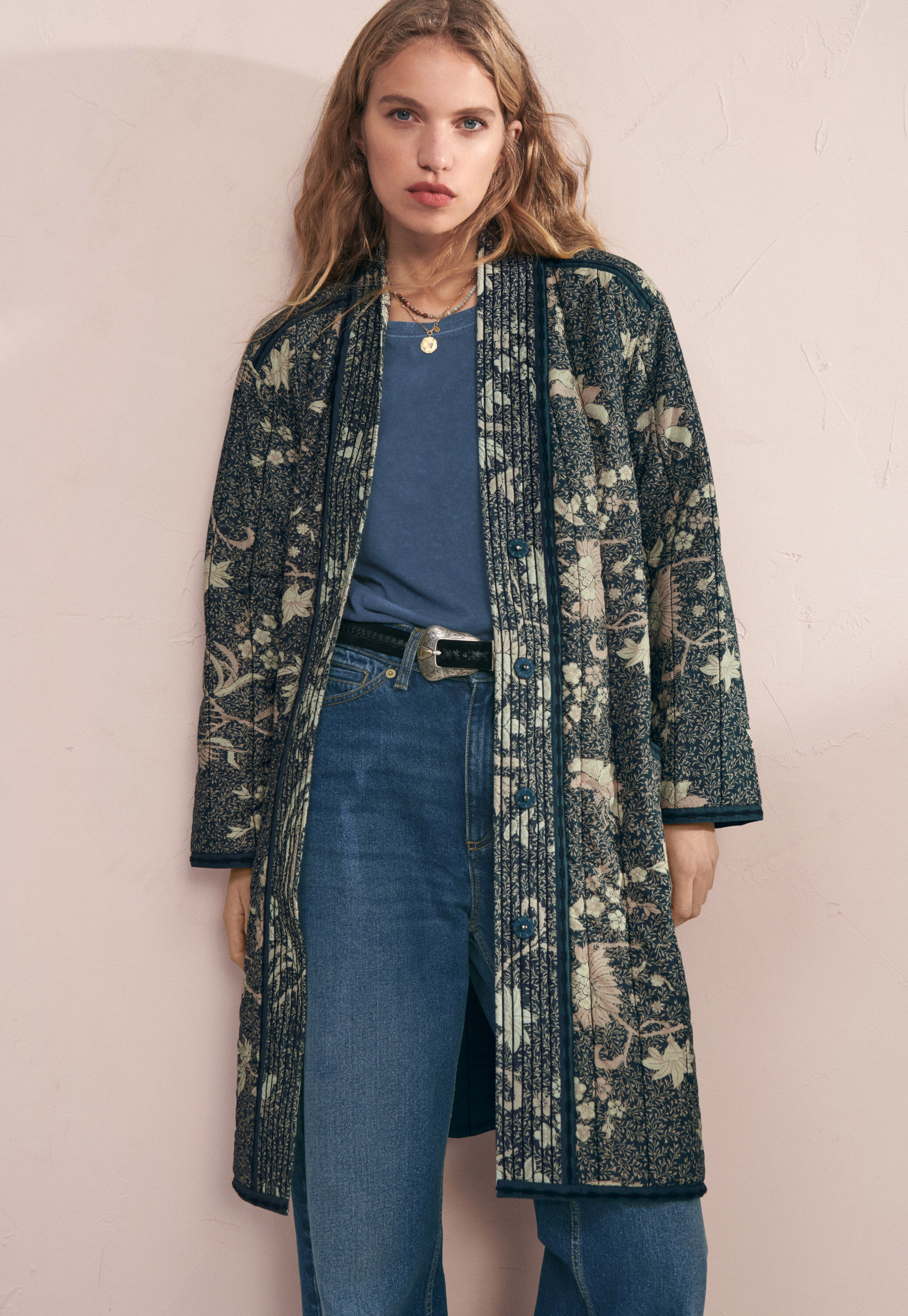 Quilted printed coat