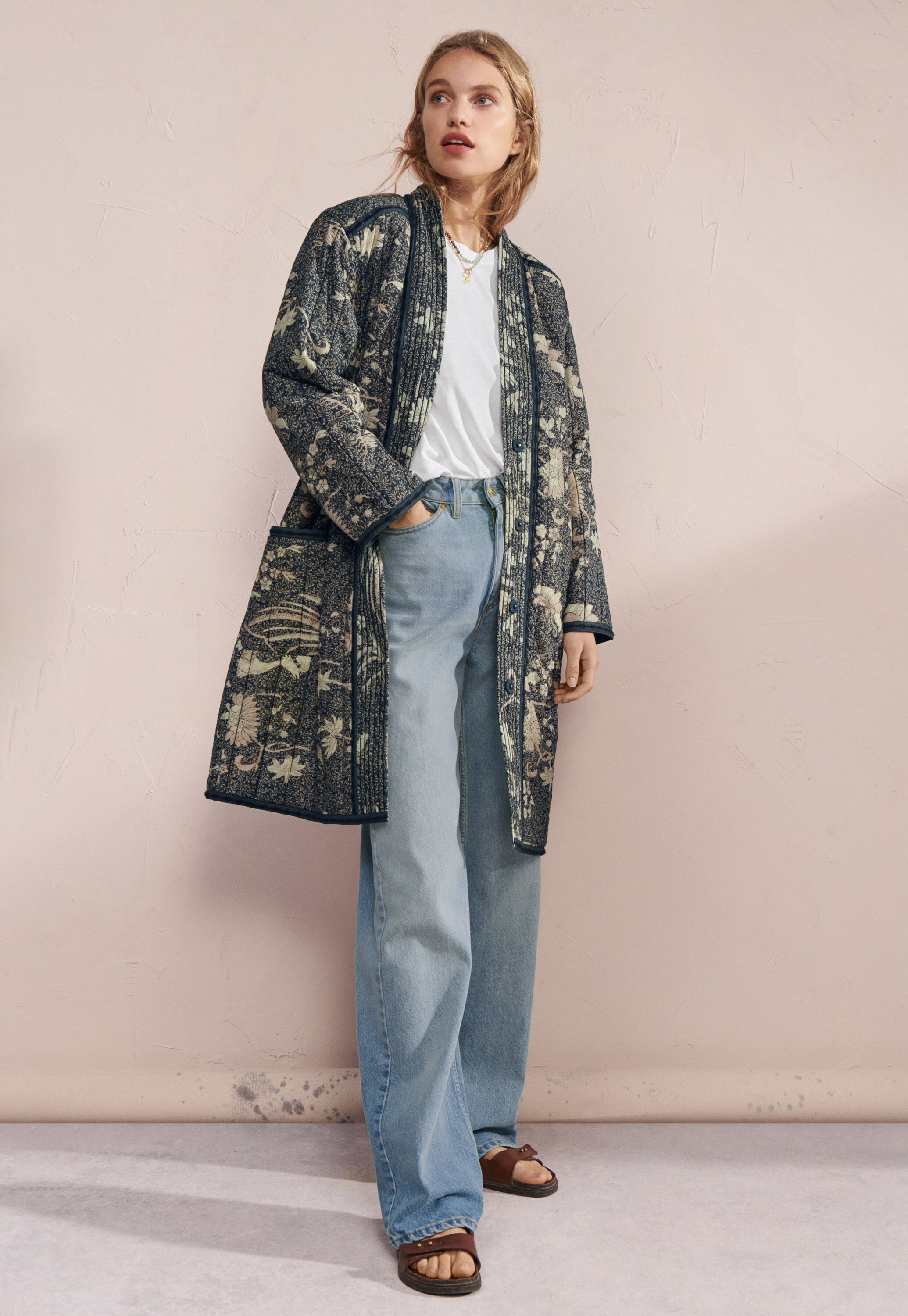 Quilted printed coat
