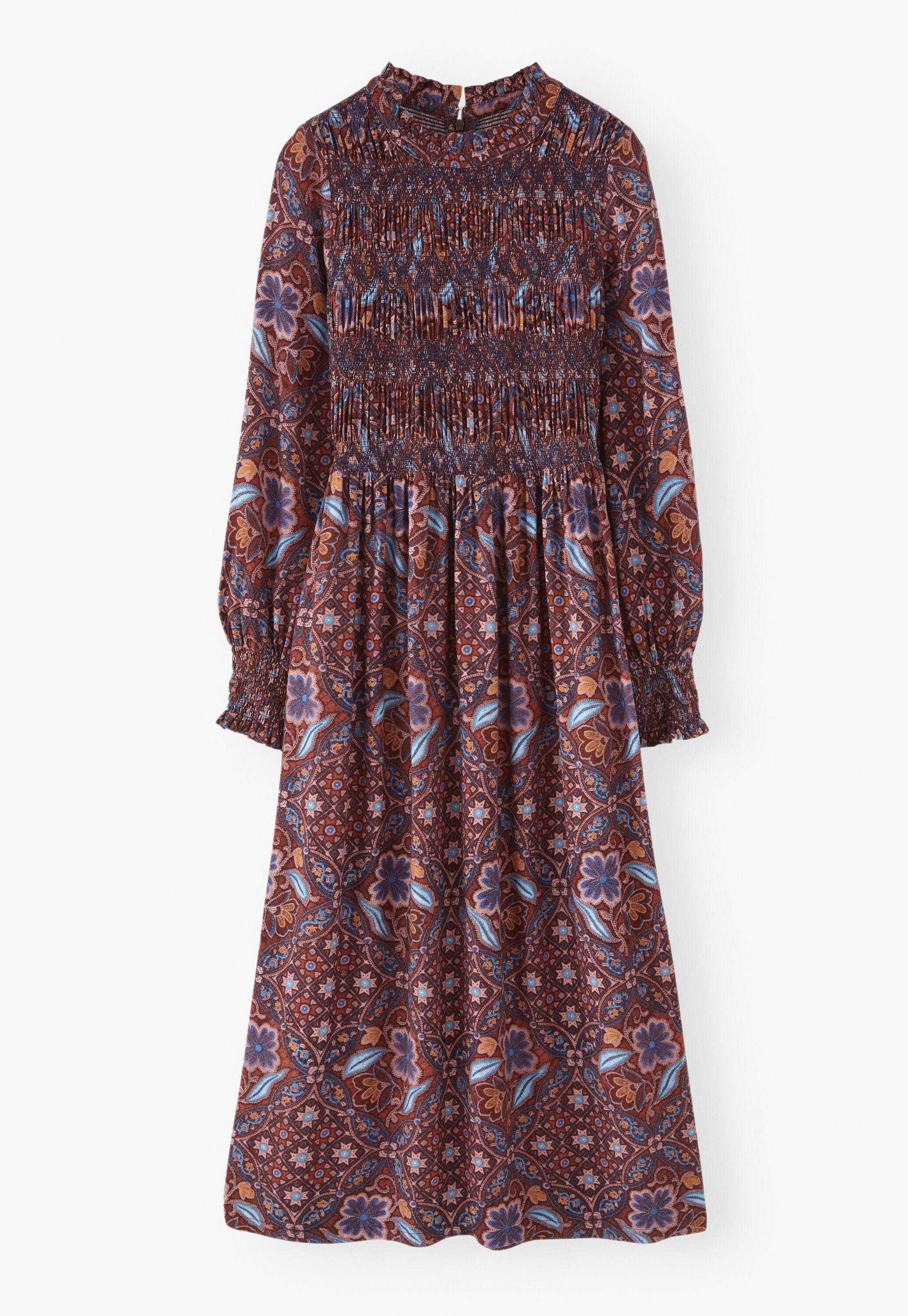 Printed shirring dress